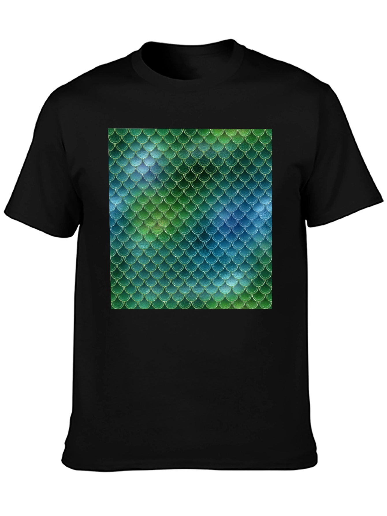 Mermaid Scale Tee - Black Stylish Casual T-Shirt