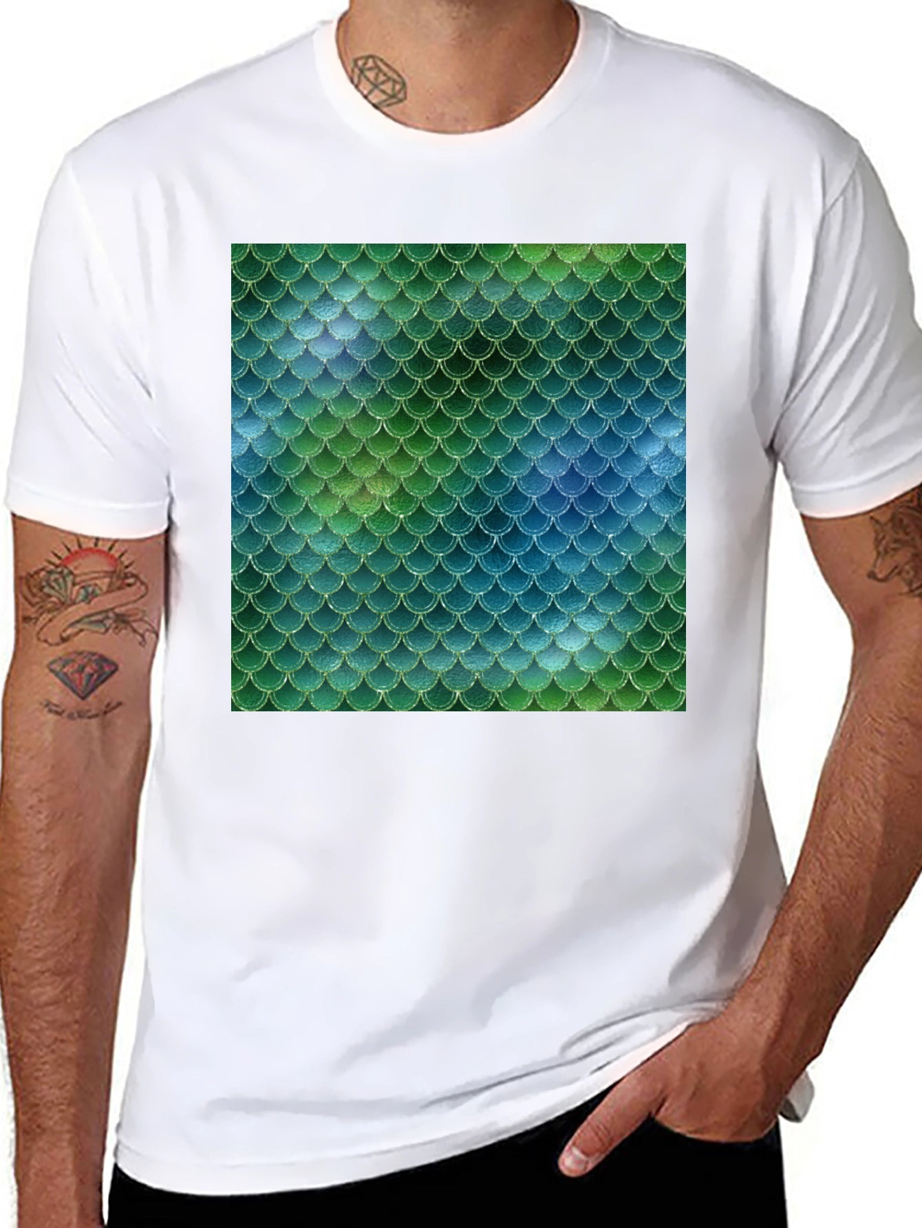Mermaid Scale Tee - Black Stylish Casual T-Shirt