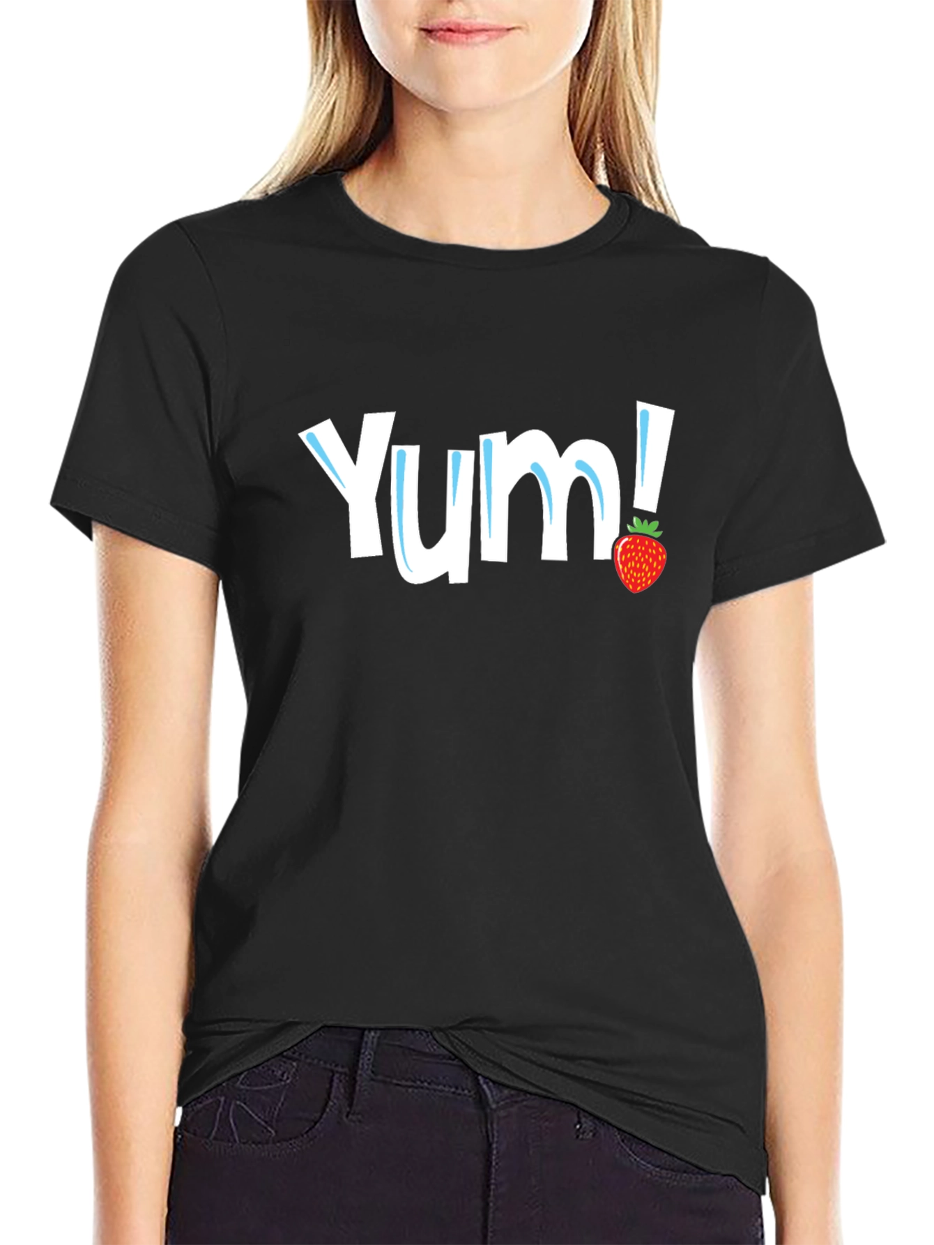 Yum! Strawberry Graphic Tee - Black