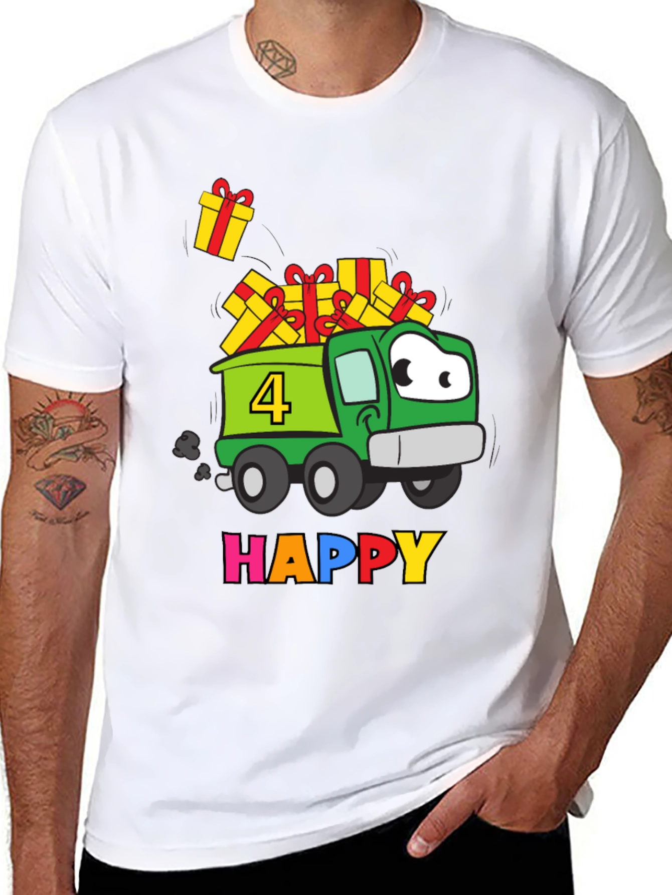 Happy 4th Birthday Truck T-Shirt