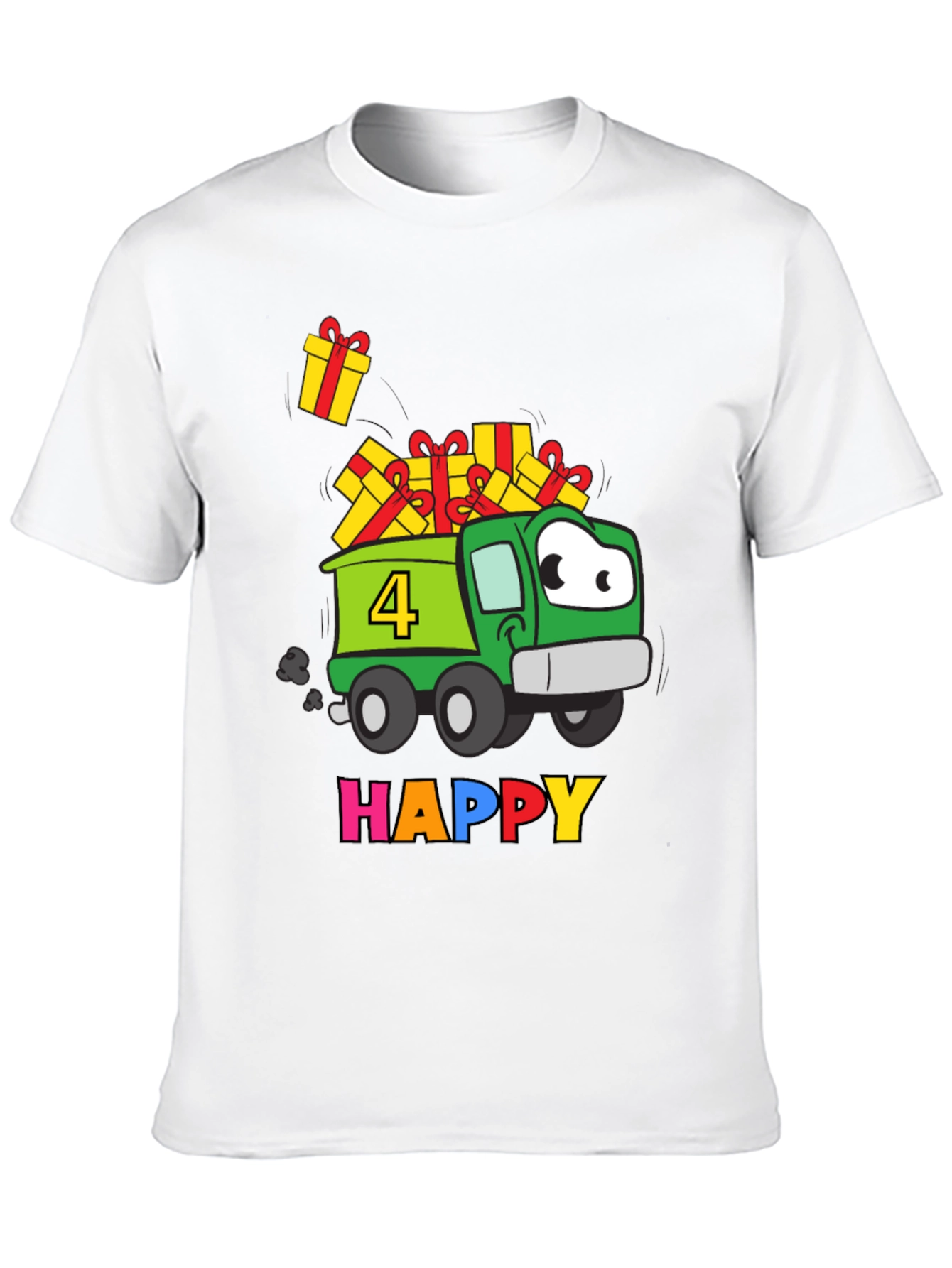 Happy 4th Birthday Truck T-Shirt