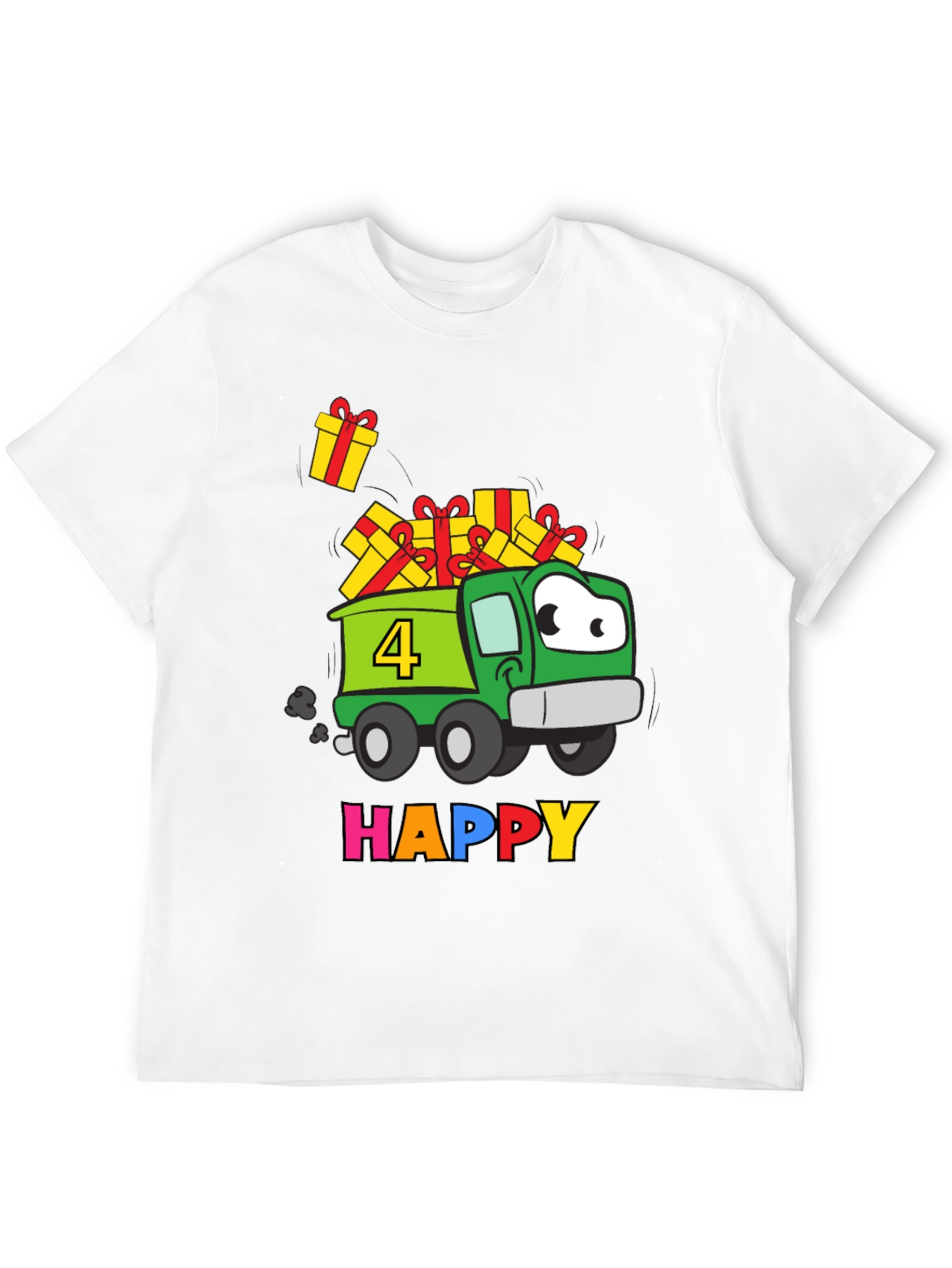 Happy 4th Birthday Truck T-Shirt