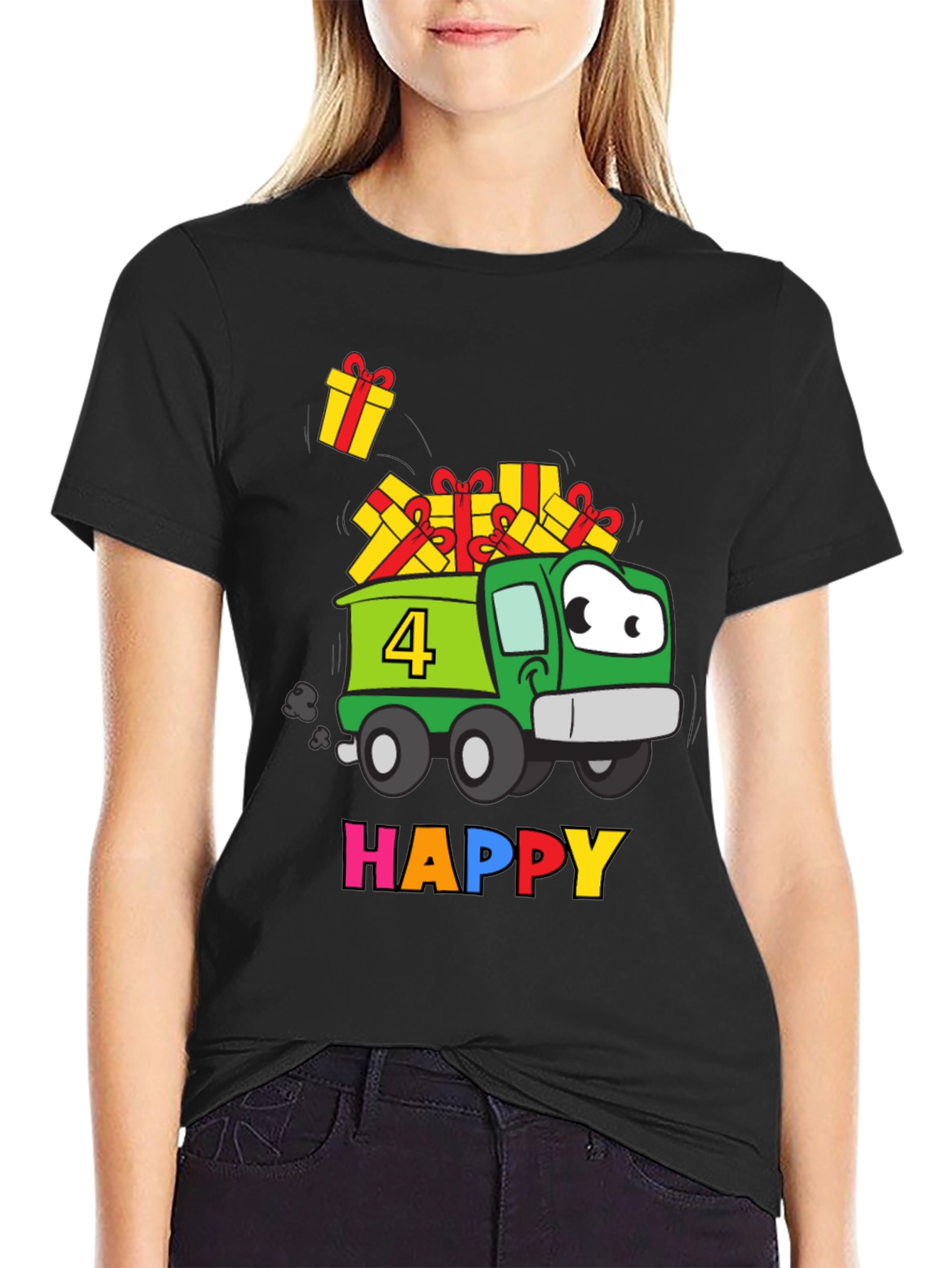Happy 4th Birthday Truck T-Shirt