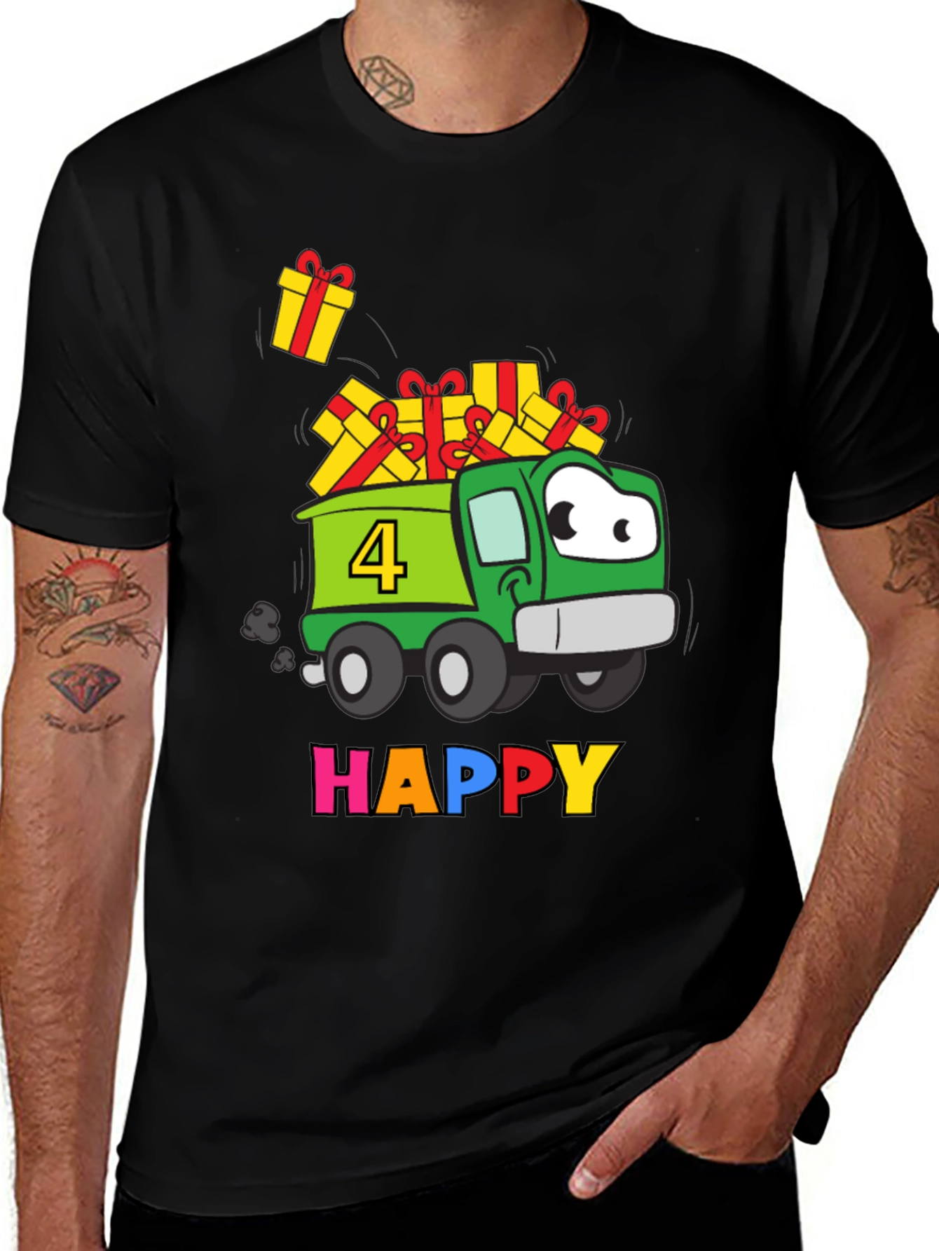 Happy 4th Birthday Truck T-Shirt