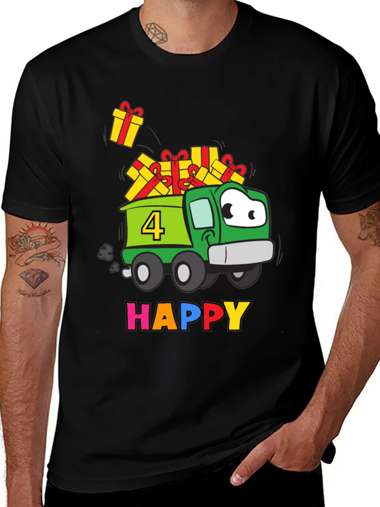 Happy 4th Birthday Truck T-Shirt
