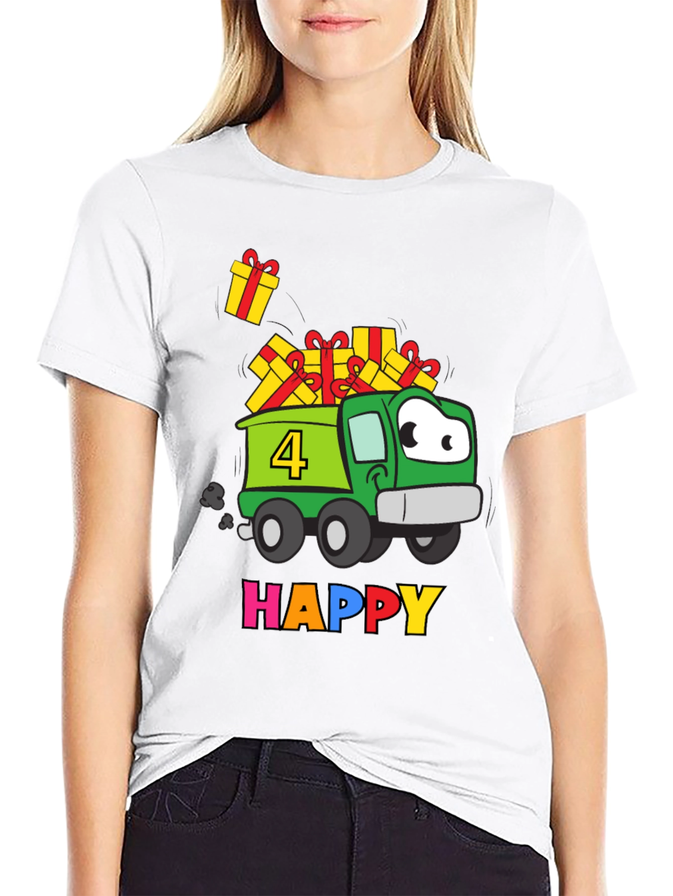 Happy 4th Birthday Truck T-Shirt