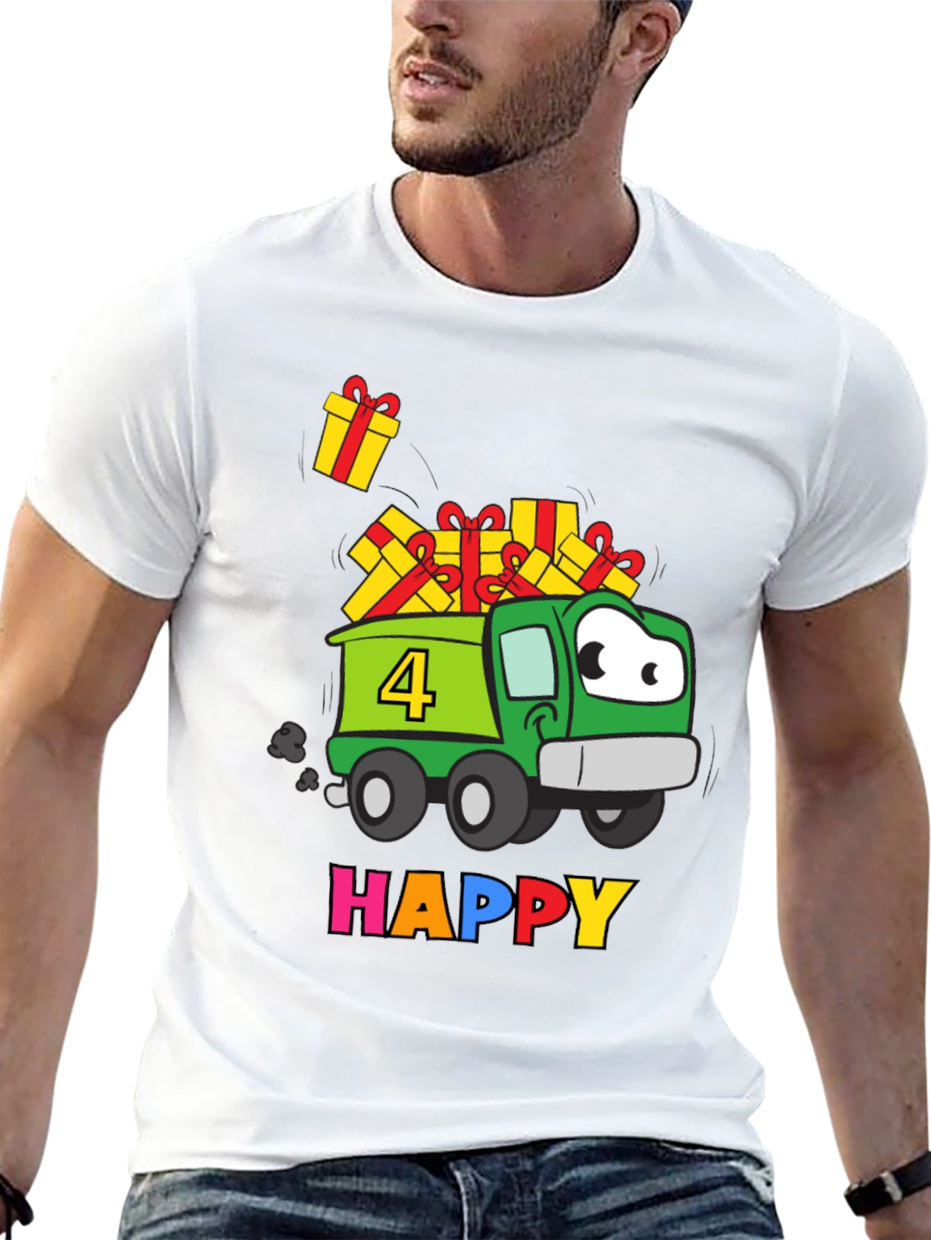 Happy 4th Birthday Truck T-Shirt
