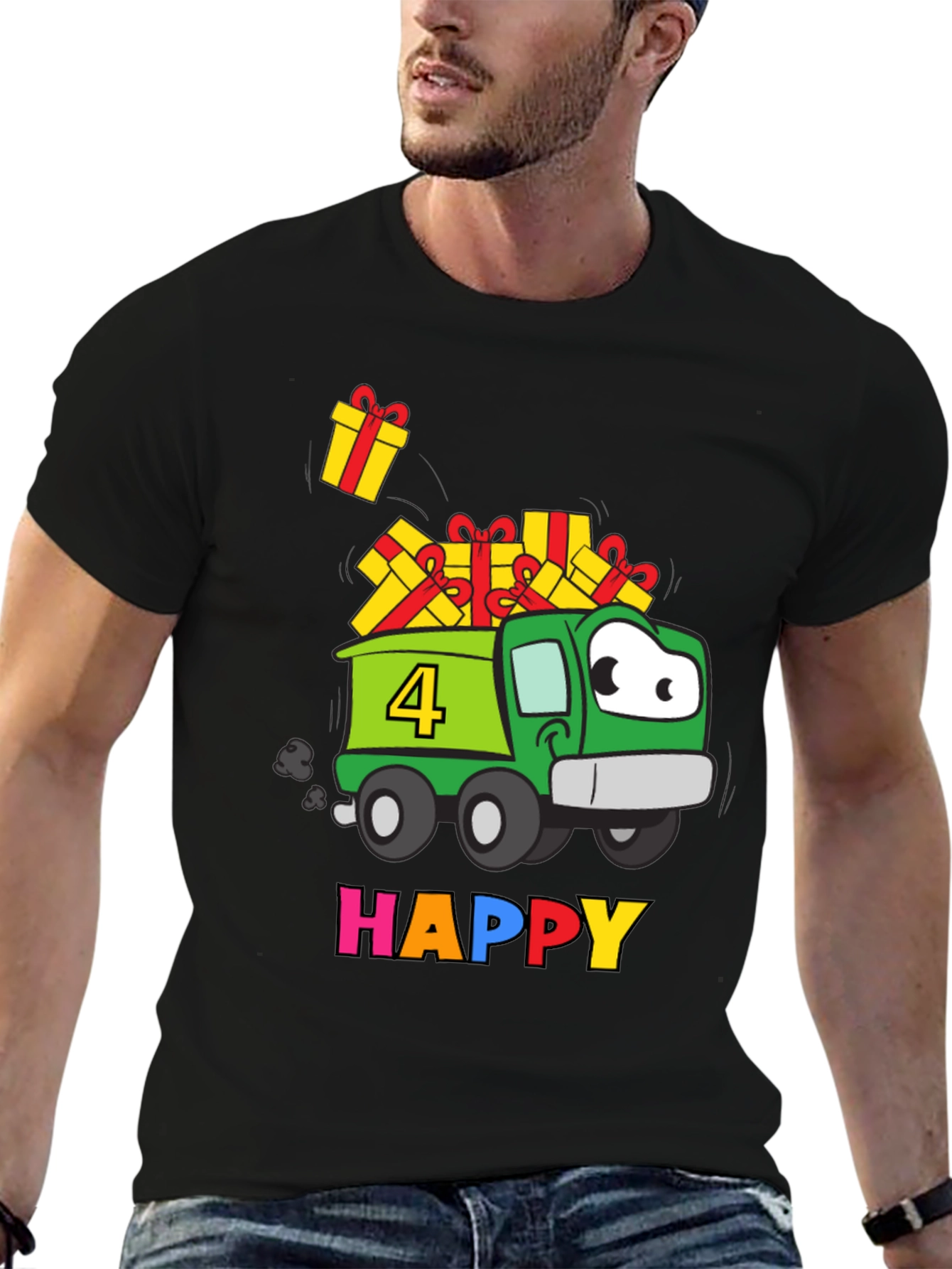 Happy 4th Birthday Truck T-Shirt