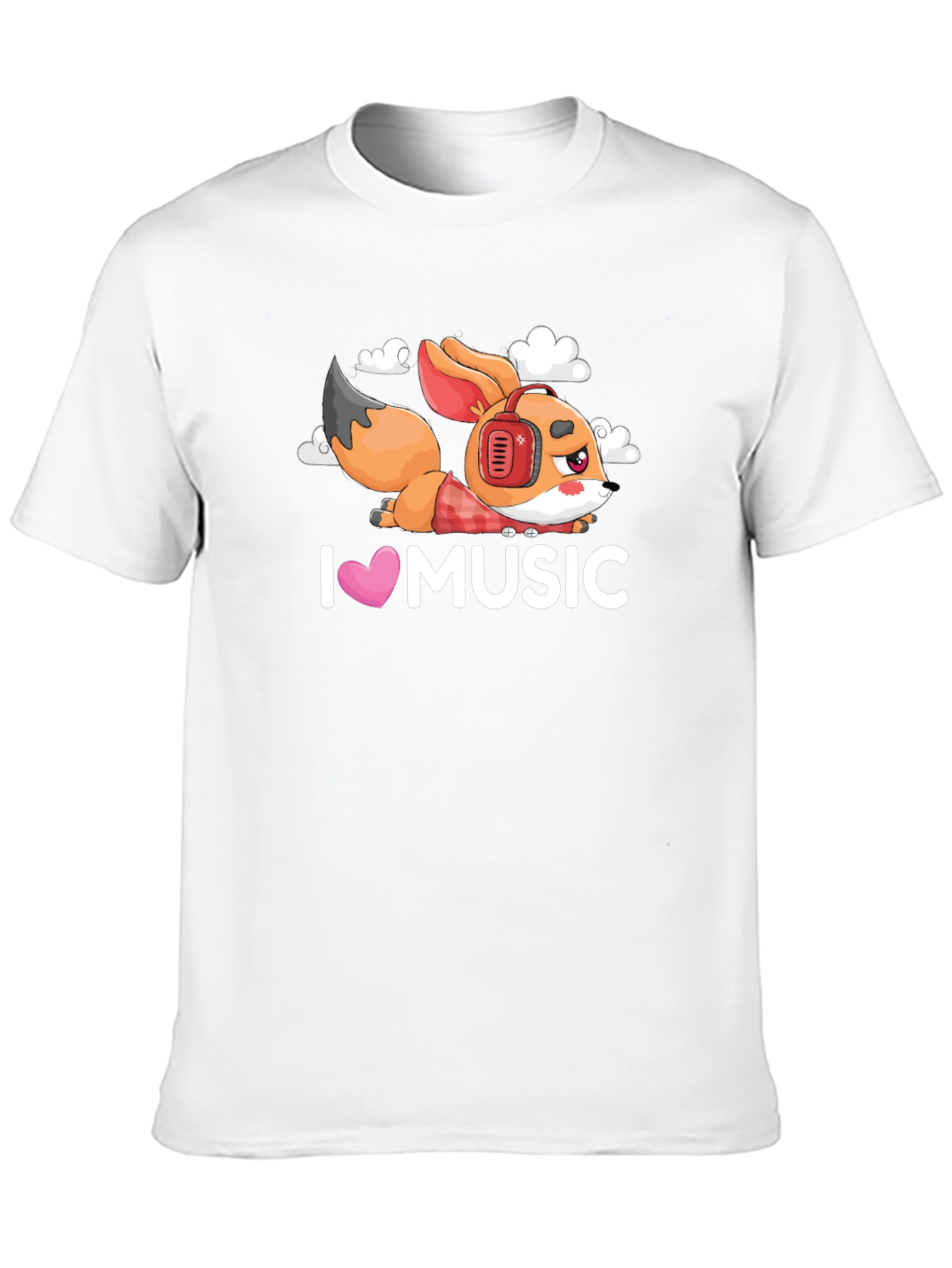 I Love Music Fox Black T-Shirt