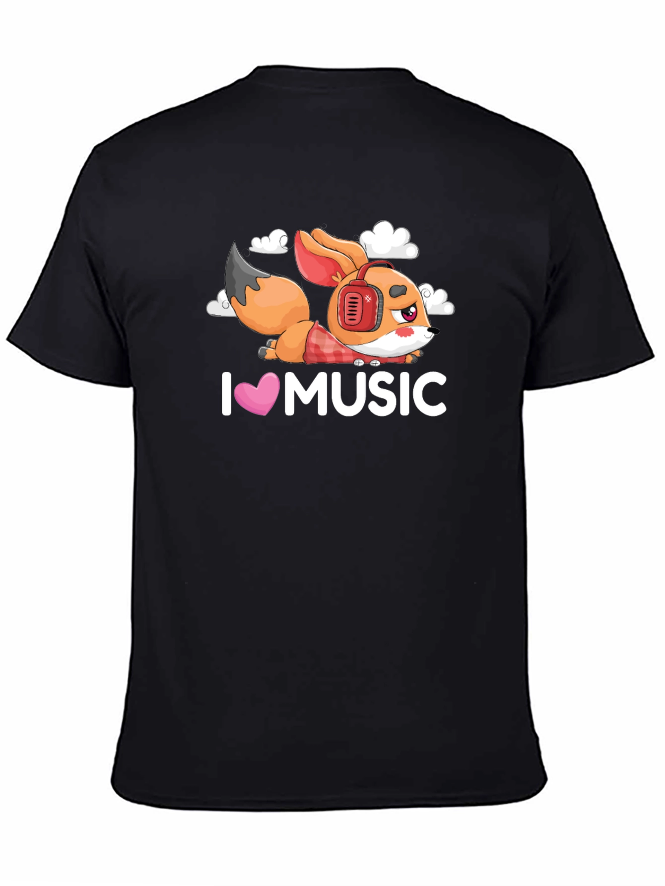 I Love Music Fox Black T-Shirt
