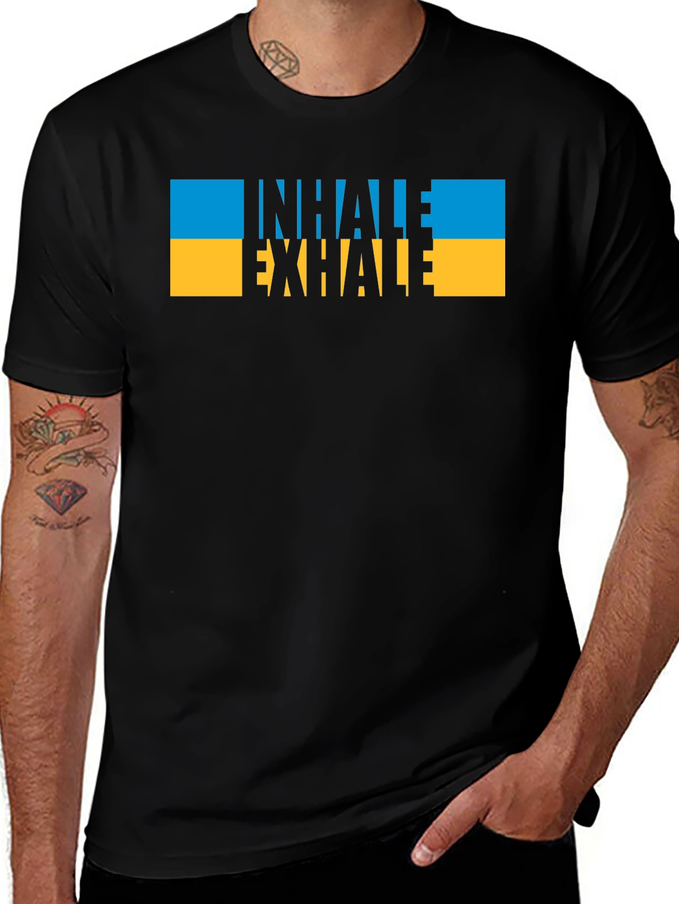 Inhale Exhale Ukraine Flag T-Shirt
