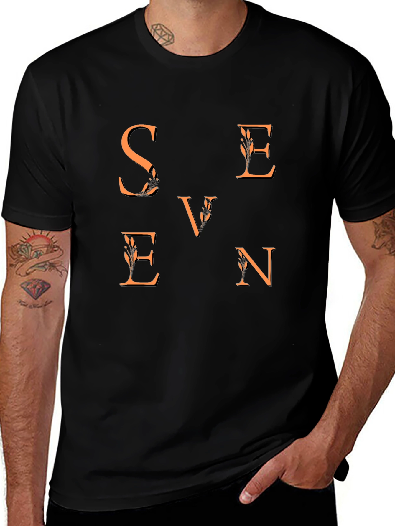 Seven Graphic Tee - Stylish Mens Black T-Shirt