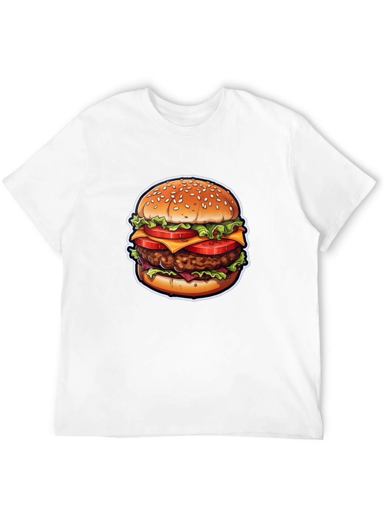 Burger Graphic Tee - Casual Black Cotton T-Shirt