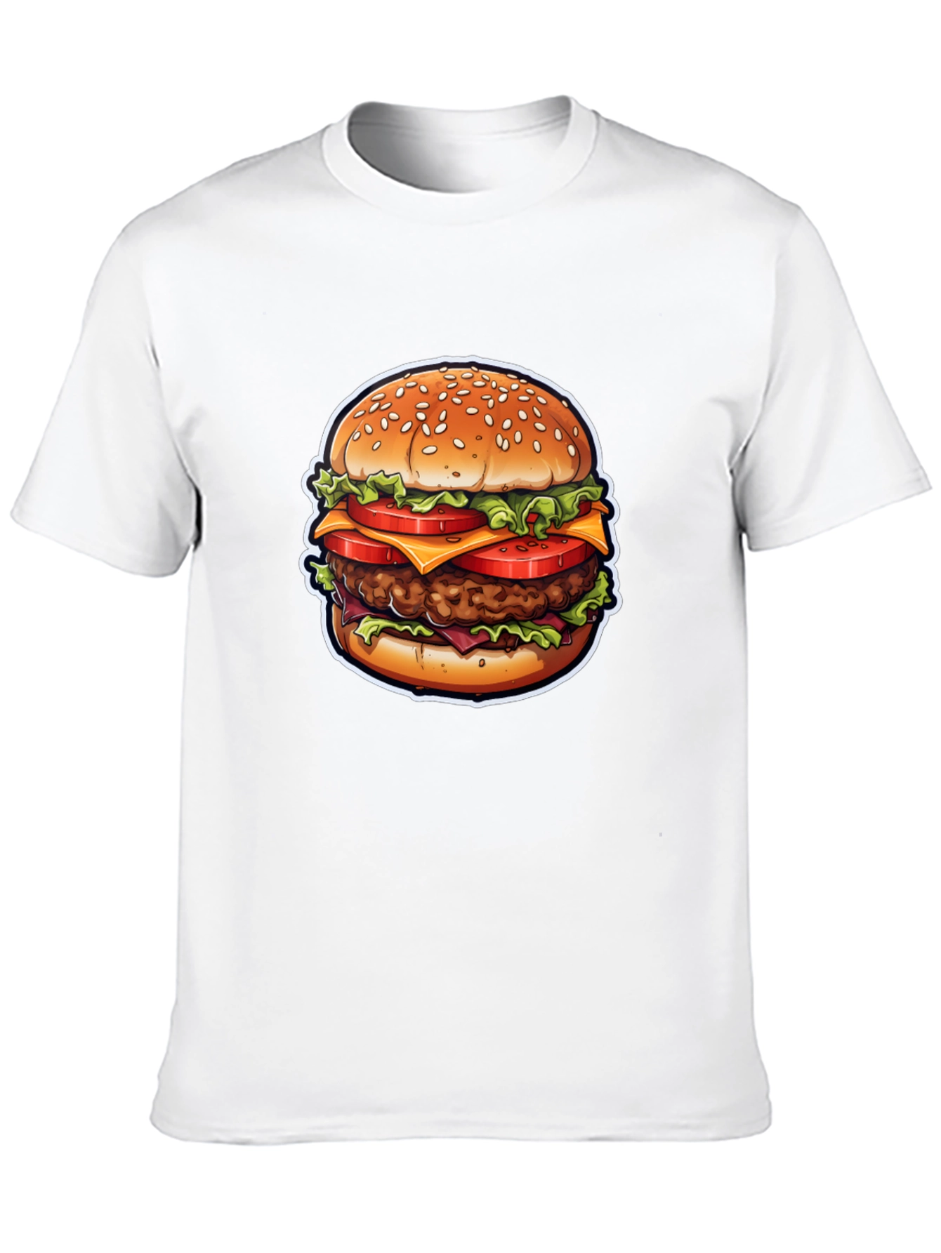 Burger Graphic Tee - Casual Black Cotton T-Shirt