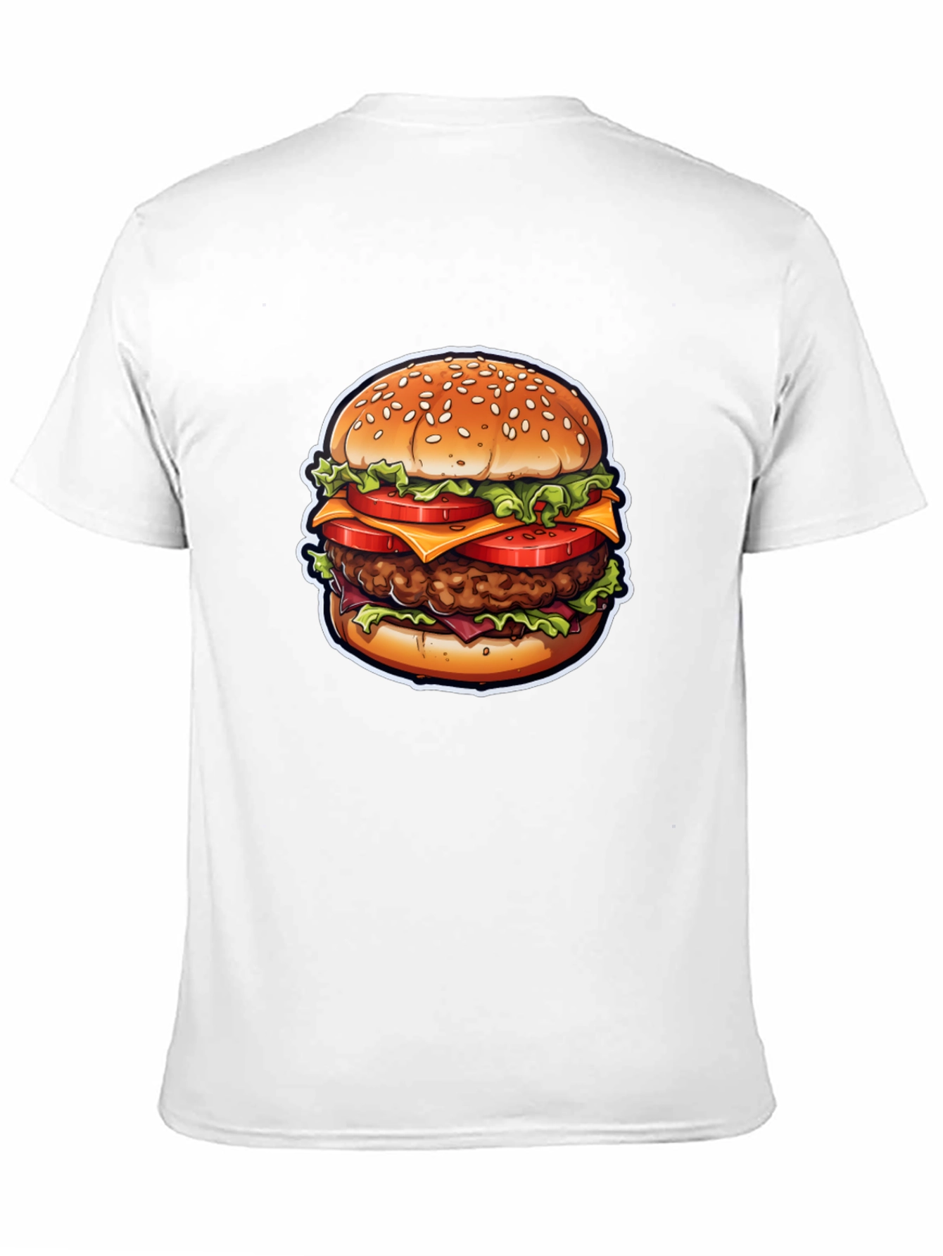 Burger Graphic Tee - Casual Black Cotton T-Shirt