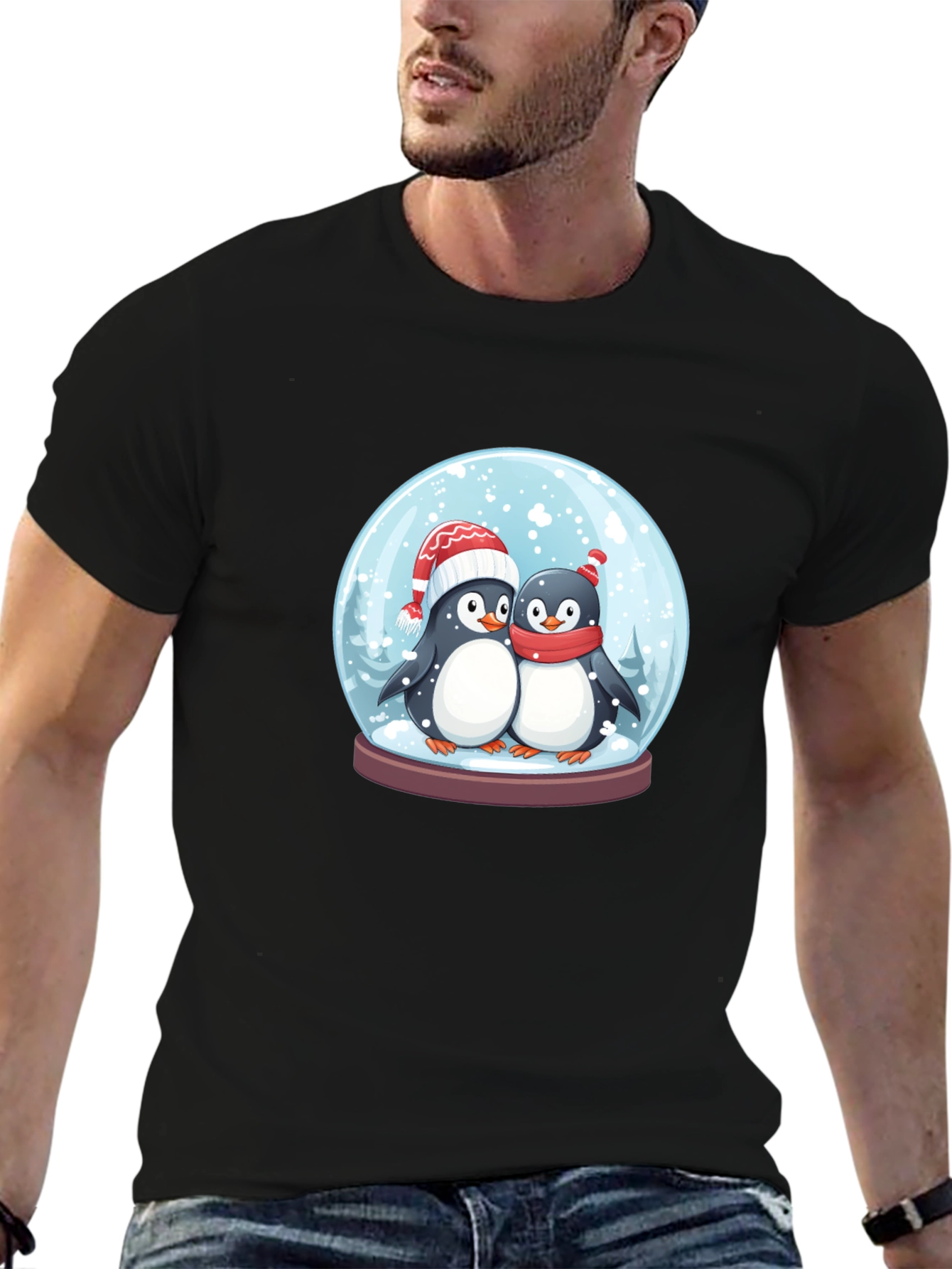 Cute Penguin Snow Globe Graphic Tee