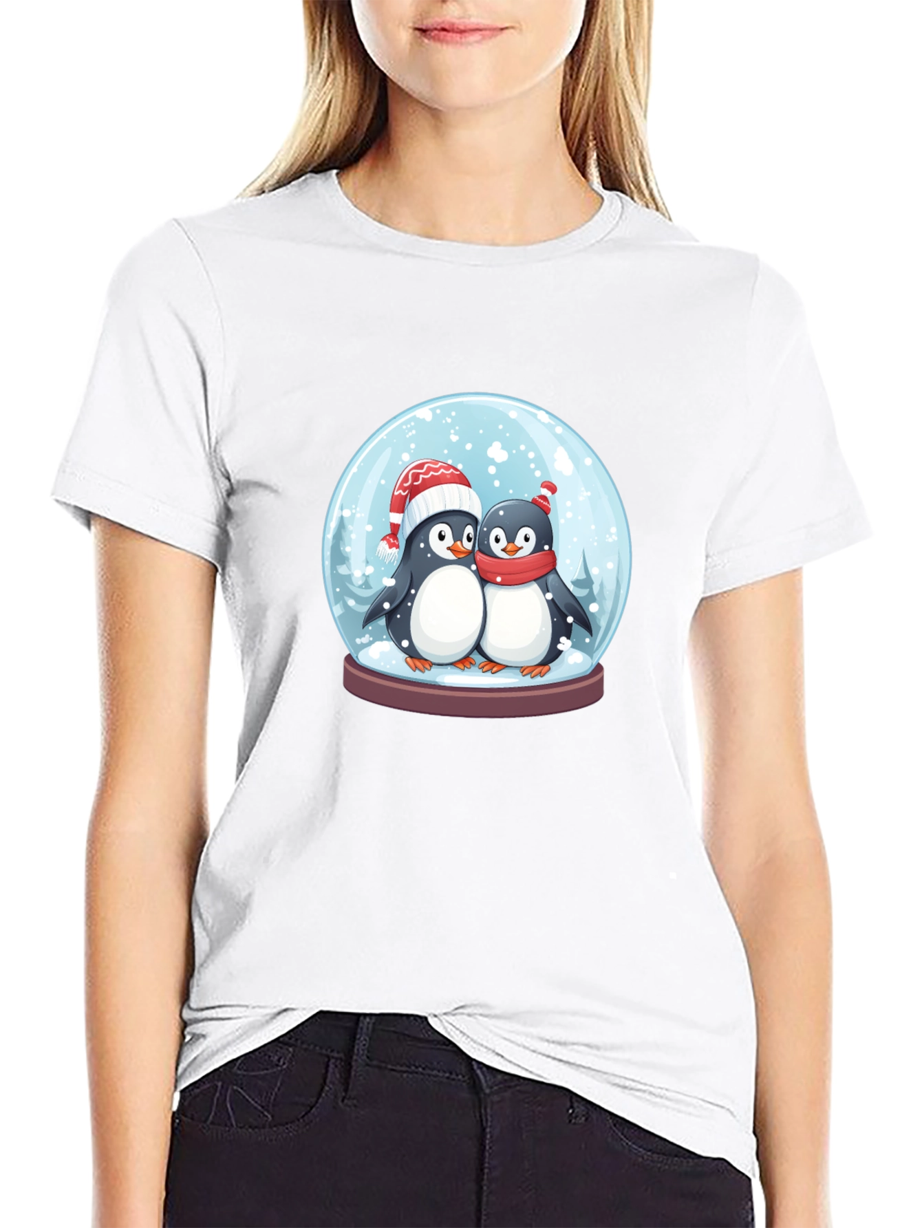 Cute Penguin Snow Globe Graphic Tee