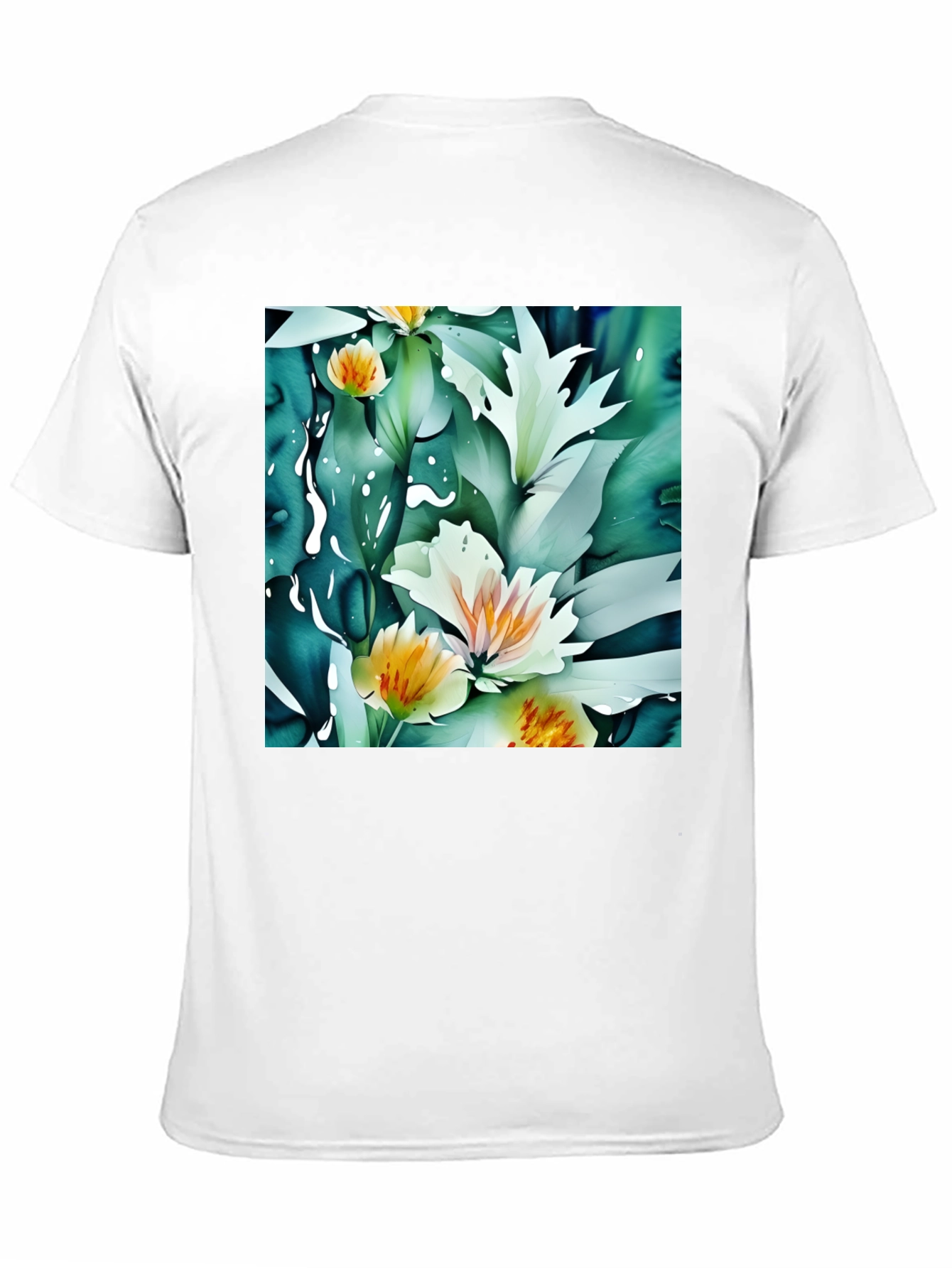 Floral Print Black T-Shirt - Artistic Botanical Design