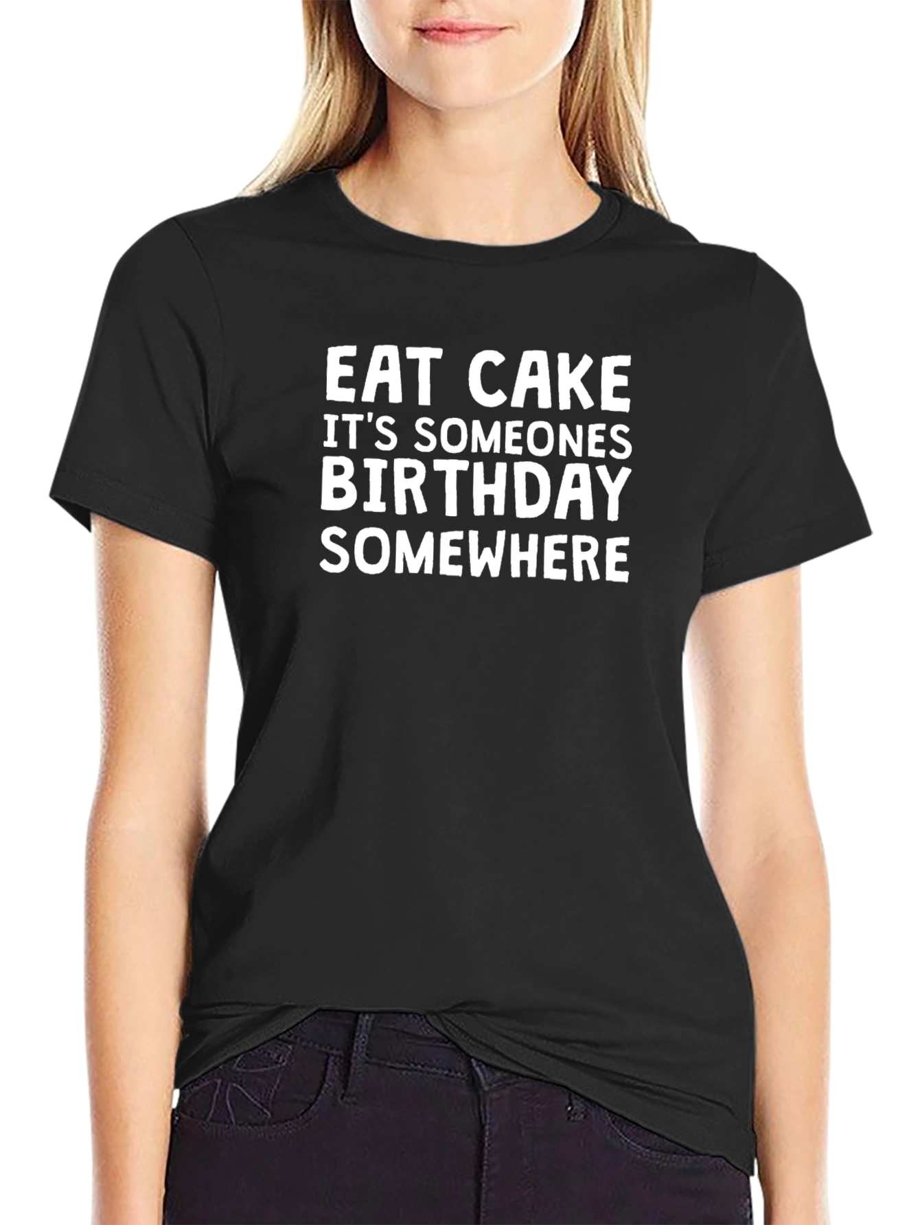 Eat Cake Birthday T-Shirt - Black Cotton Tee