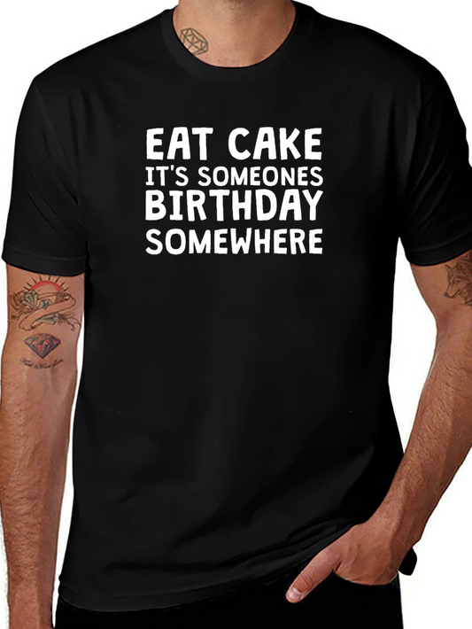 Eat Cake Birthday T-Shirt - Black Cotton Tee