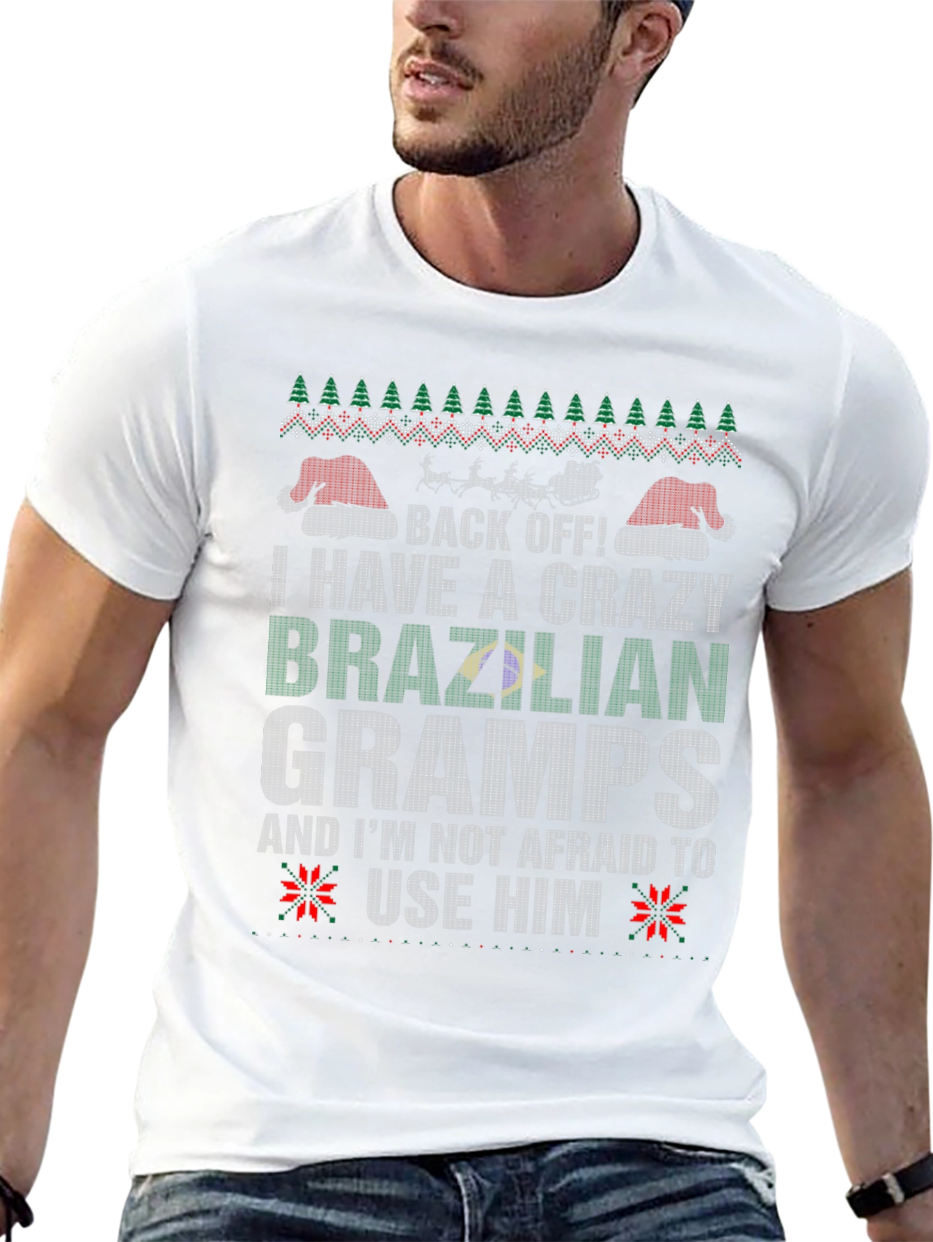 Crazy Brazilian Gramps Christmas T-Shirt