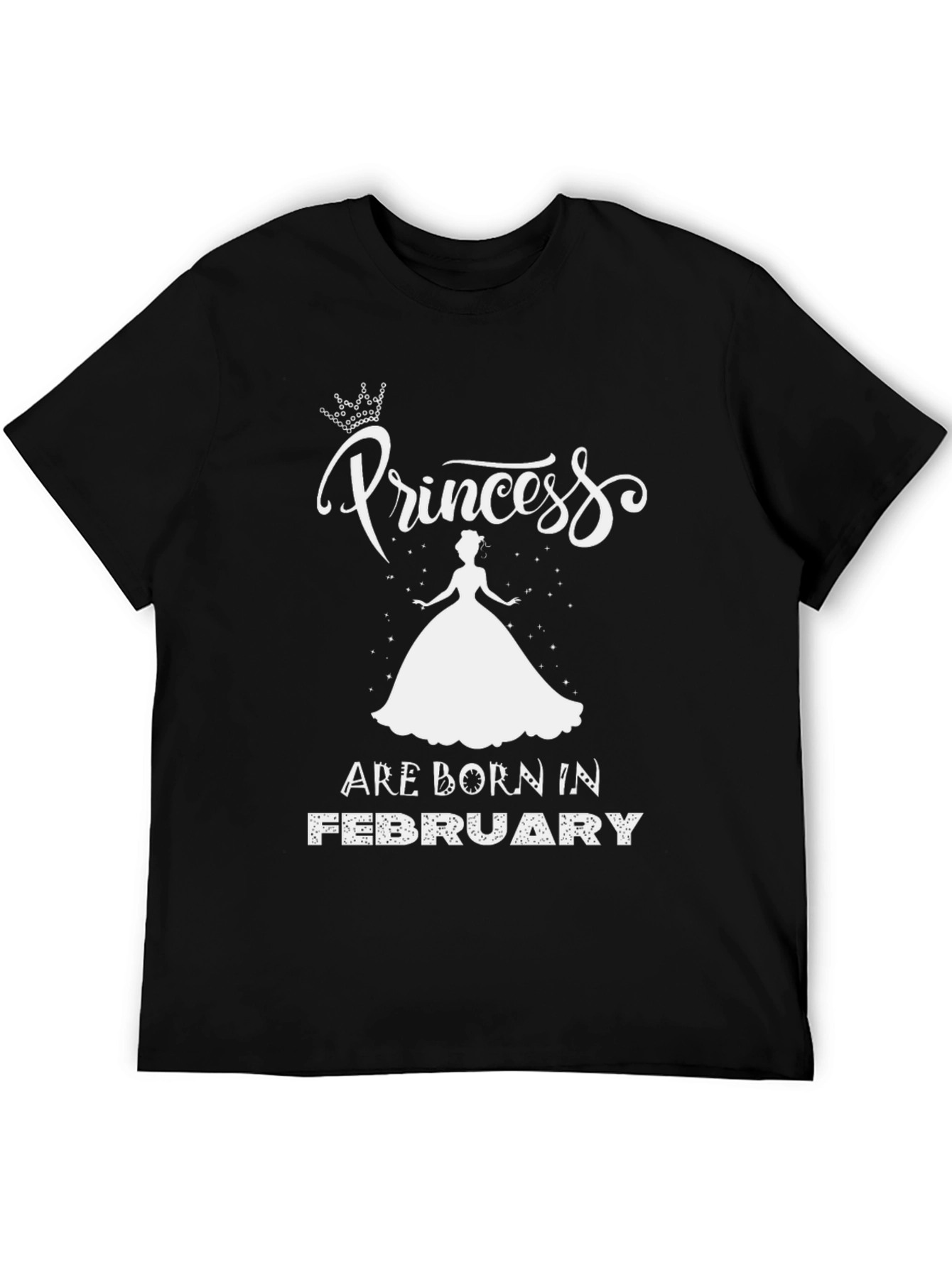Princess Born in February Black T-Shirt