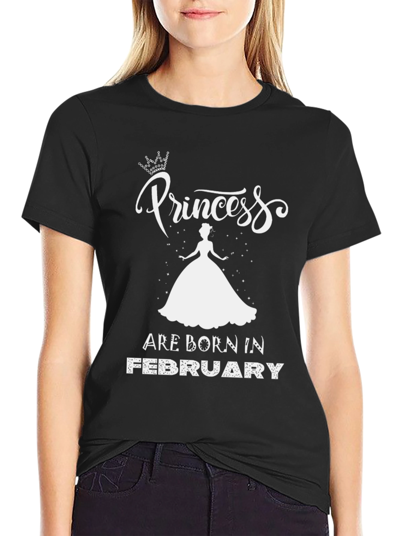 Princess Born in February Black T-Shirt