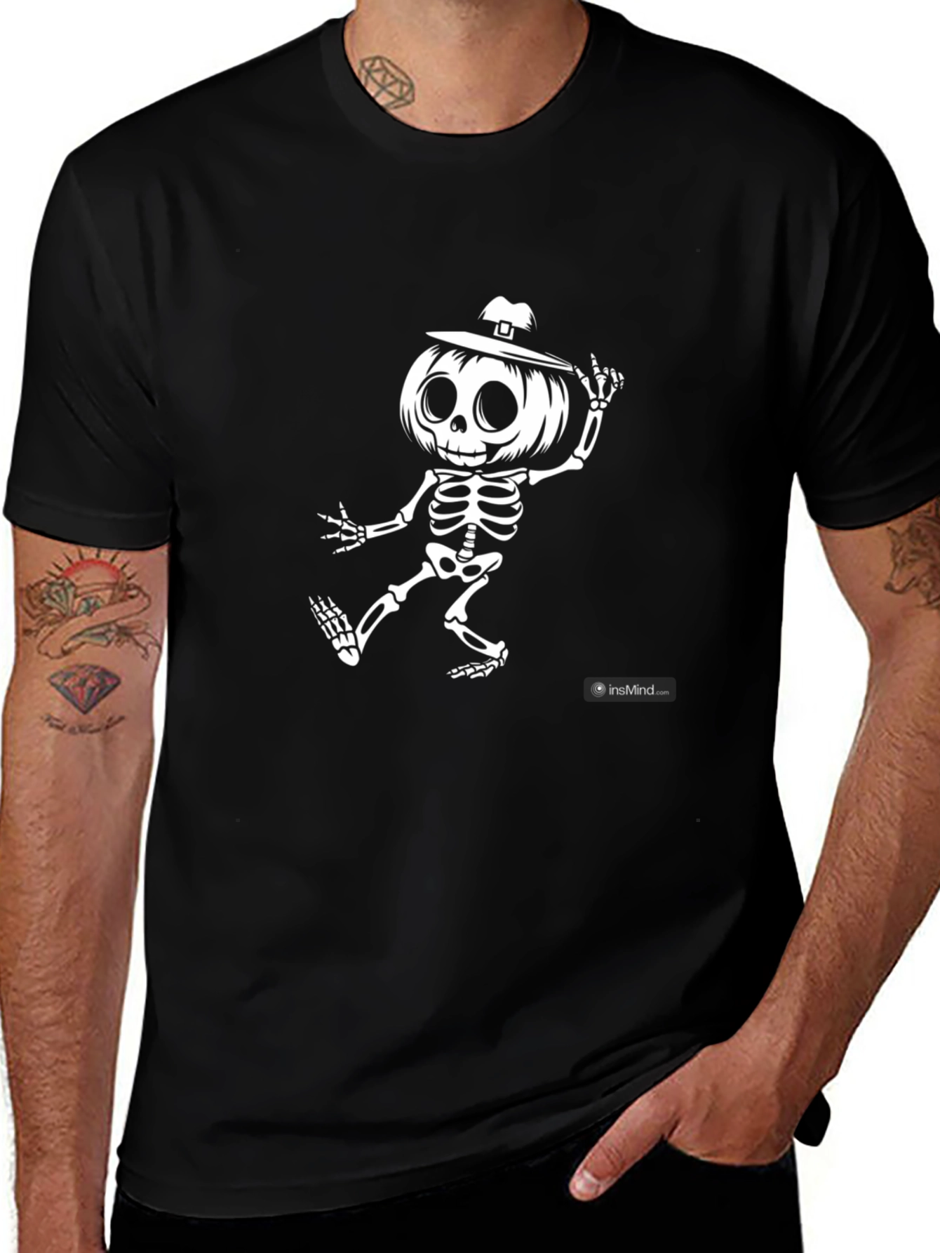 Skeleton Pumpkin Head Graphic Tee