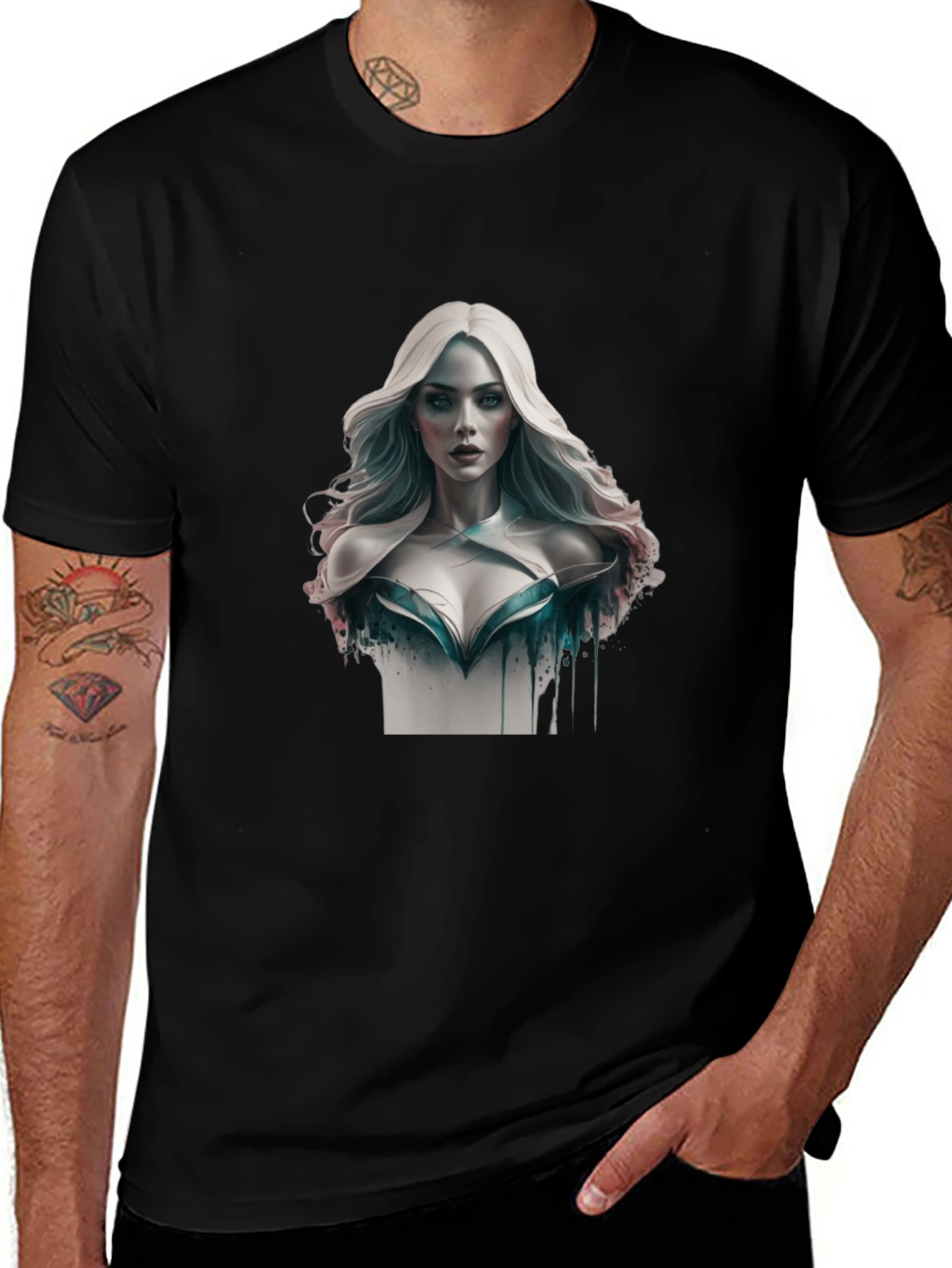 Artistic Woman Graphic Tee - Stylish Black T-Shirt