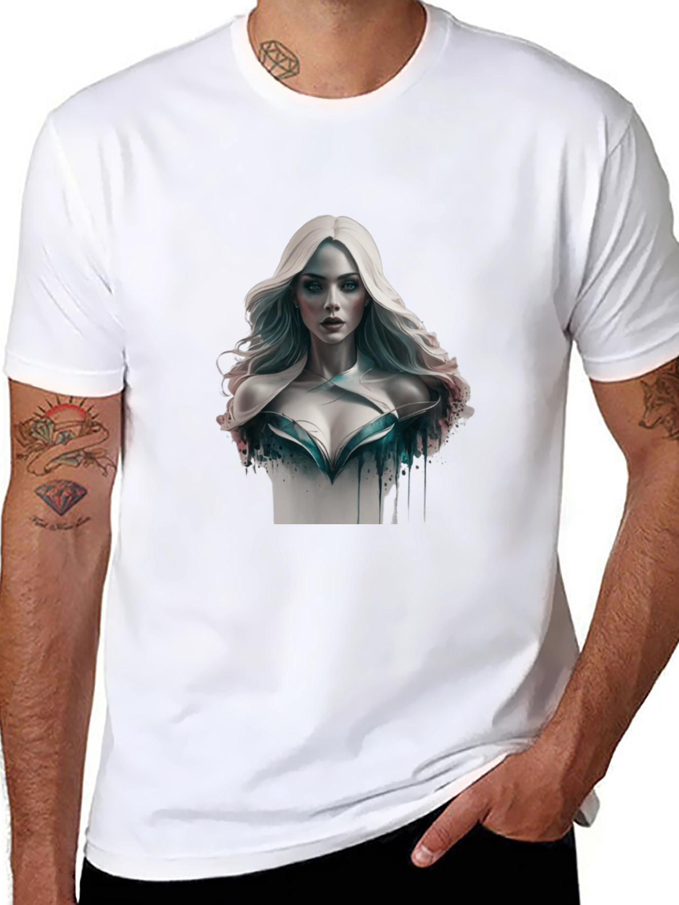Artistic Woman Graphic Tee - Stylish Black T-Shirt