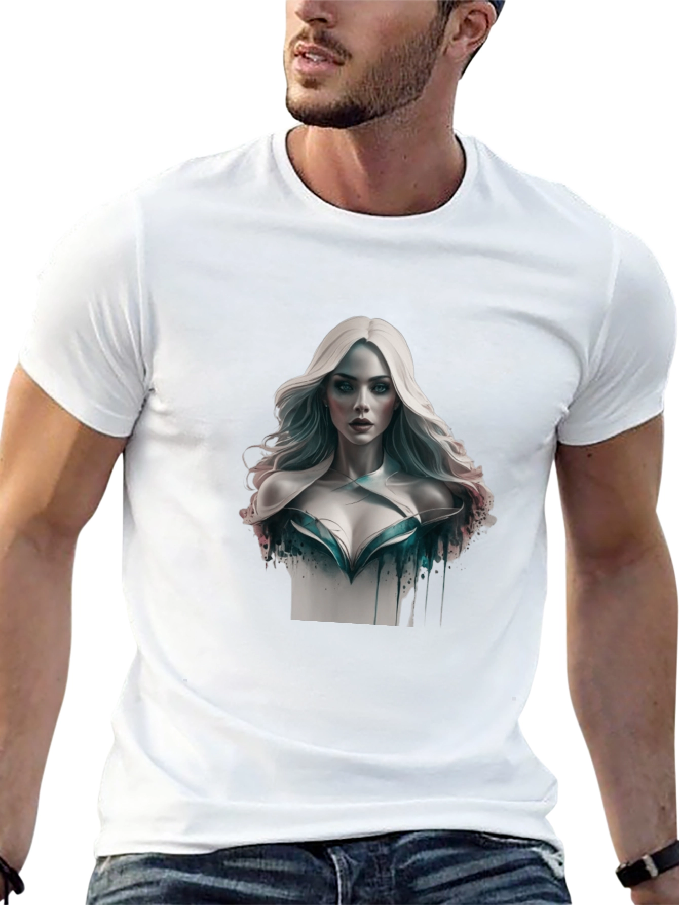 Artistic Woman Graphic Tee - Stylish Black T-Shirt