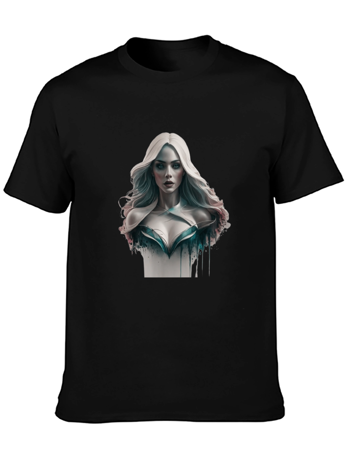 Artistic Woman Graphic Tee - Stylish Black T-Shirt