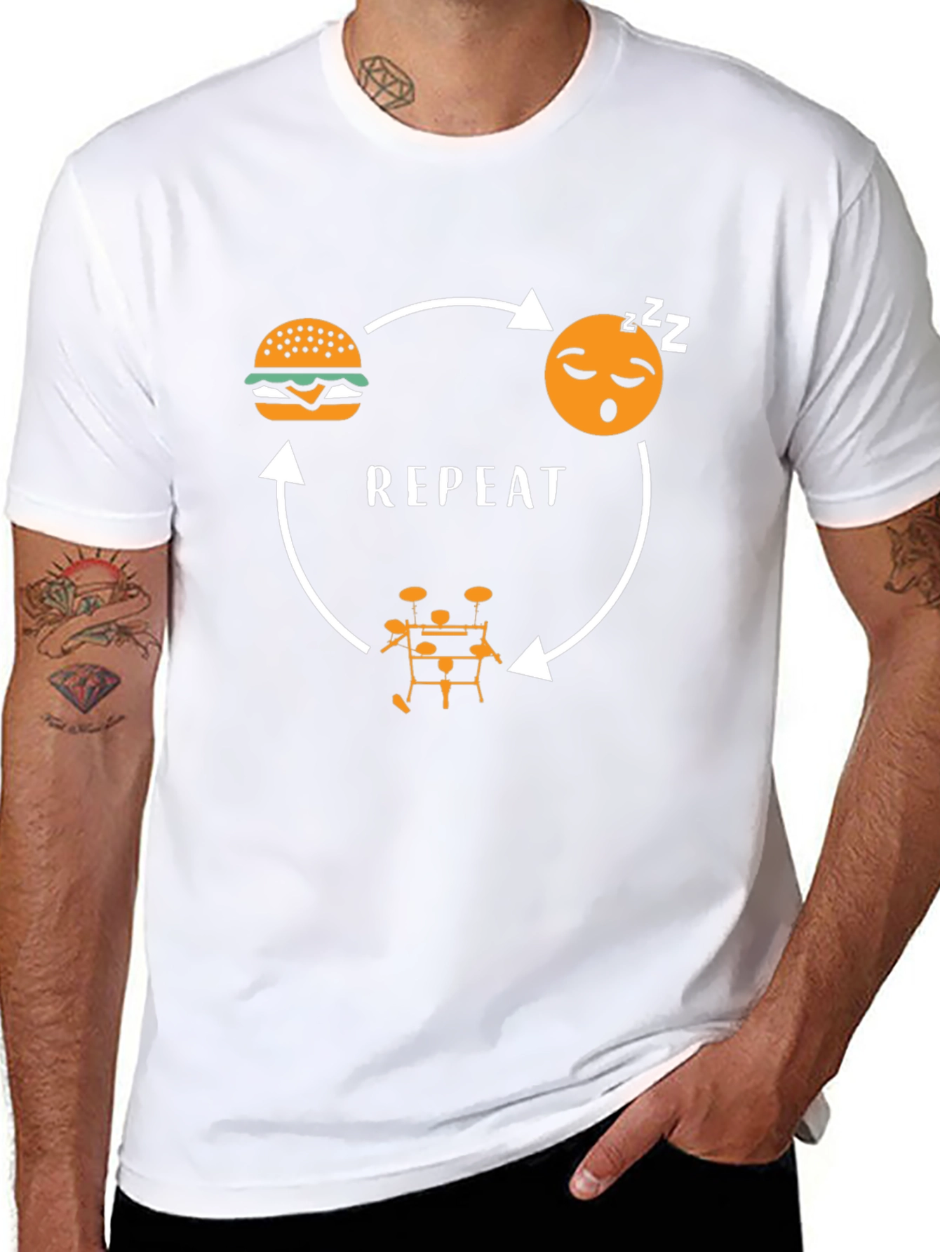 Eat Sleep Drums Repeat Black Graphic Tee