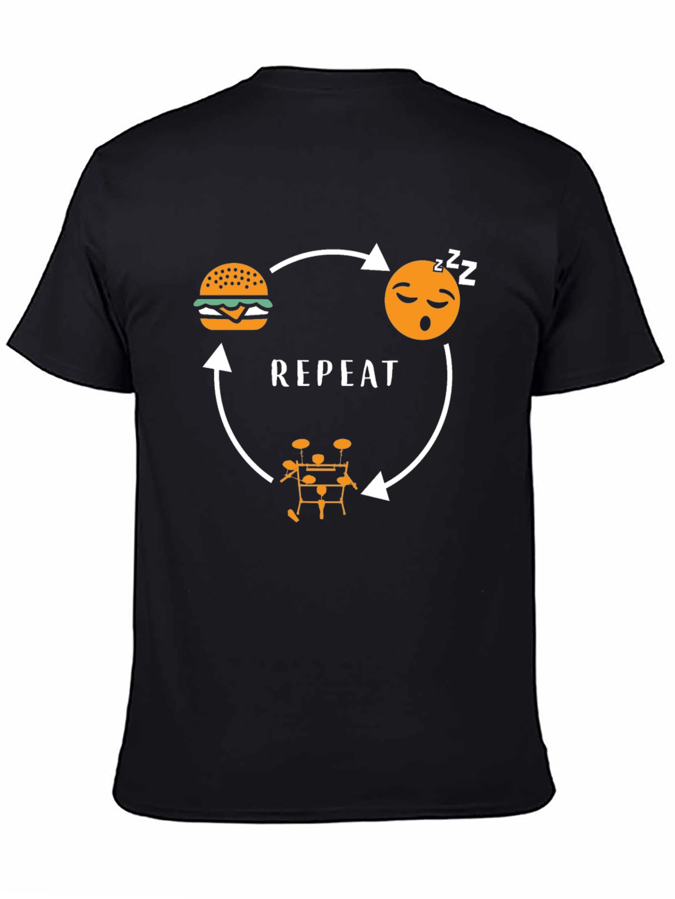 Eat Sleep Drums Repeat Black Graphic Tee