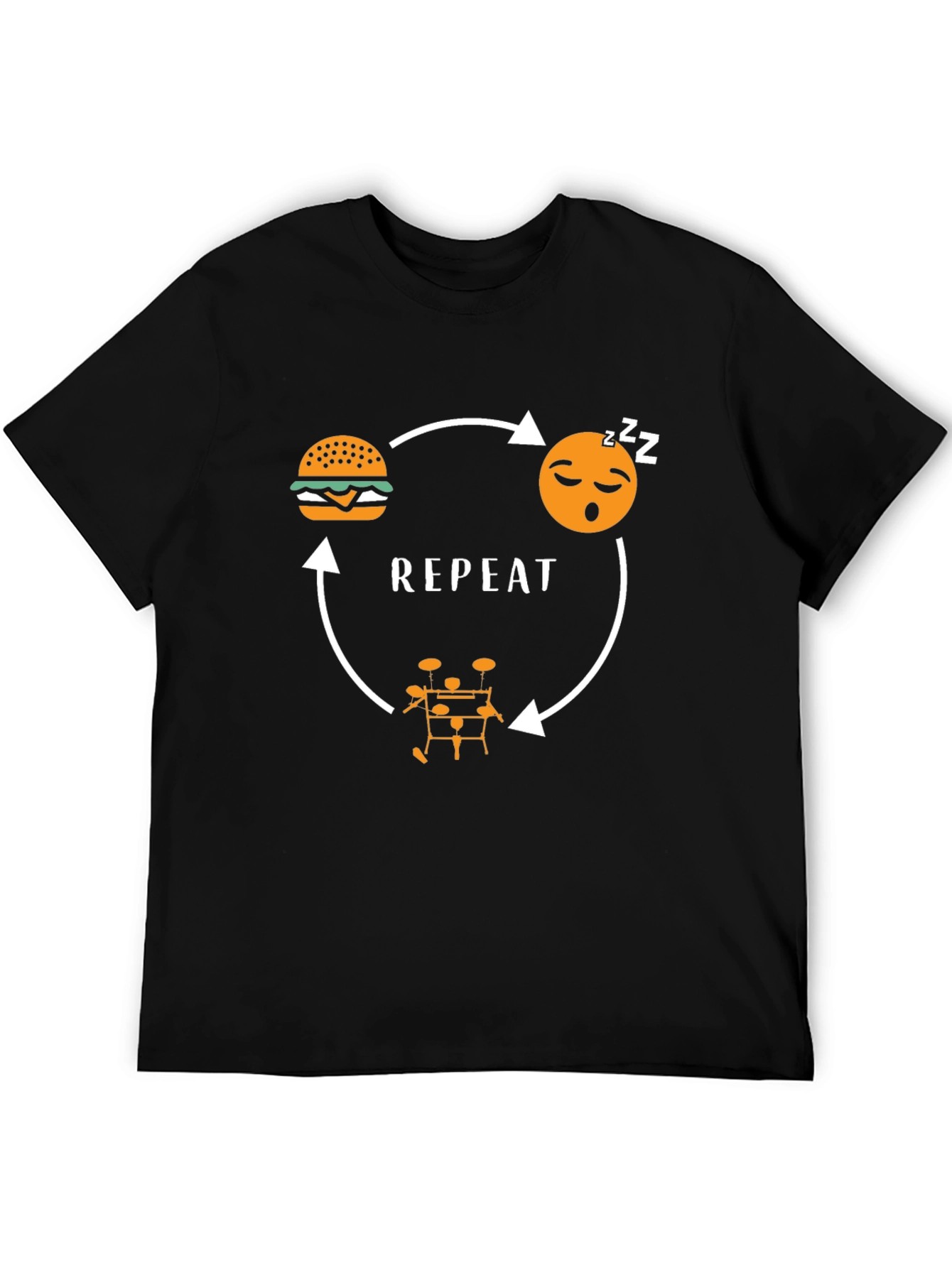 Eat Sleep Drums Repeat Black Graphic Tee