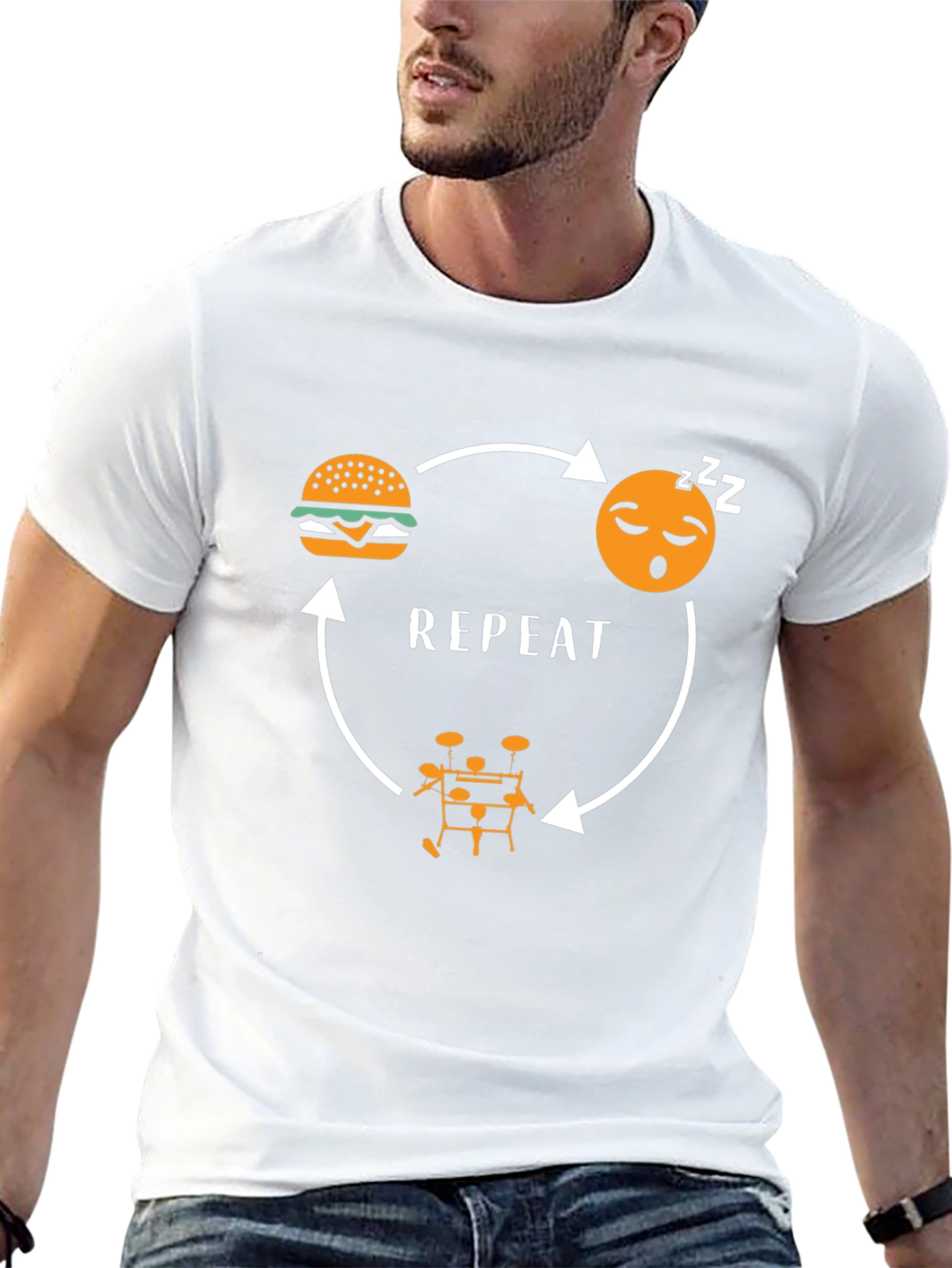 Eat Sleep Drums Repeat Black Graphic Tee