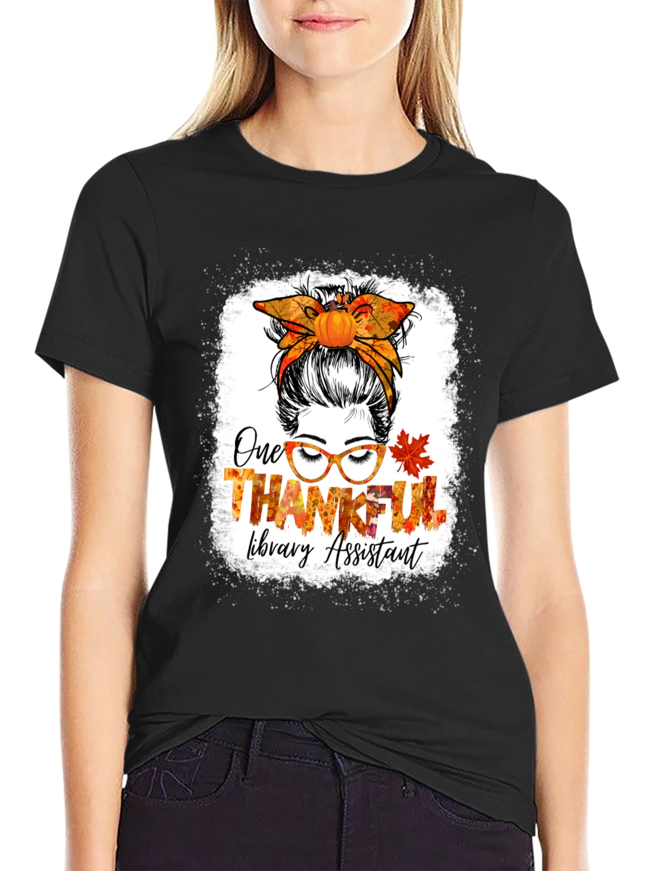 Thankful Library Assistant Thanksgiving T-Shirt