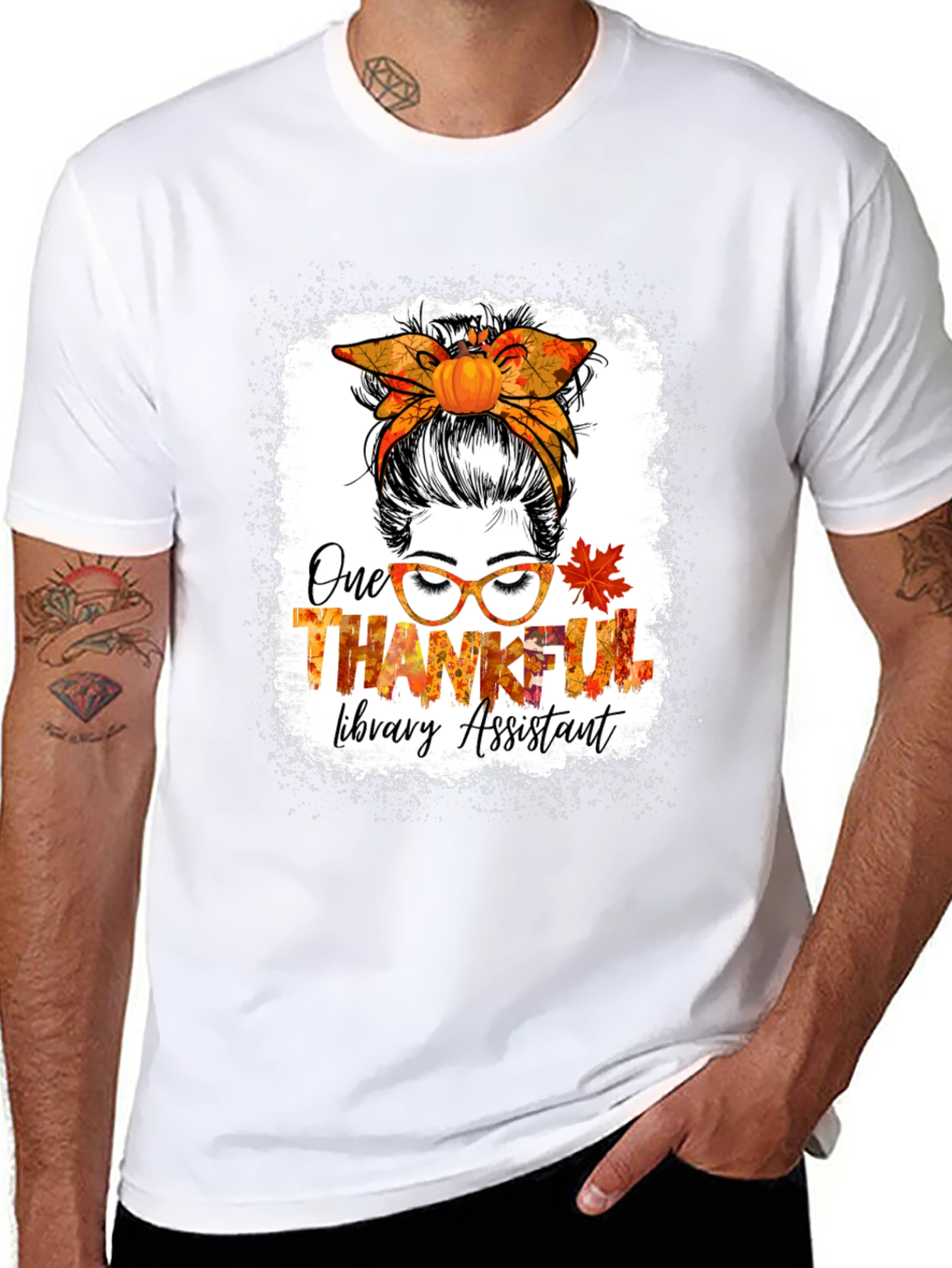 Thankful Library Assistant Thanksgiving T-Shirt