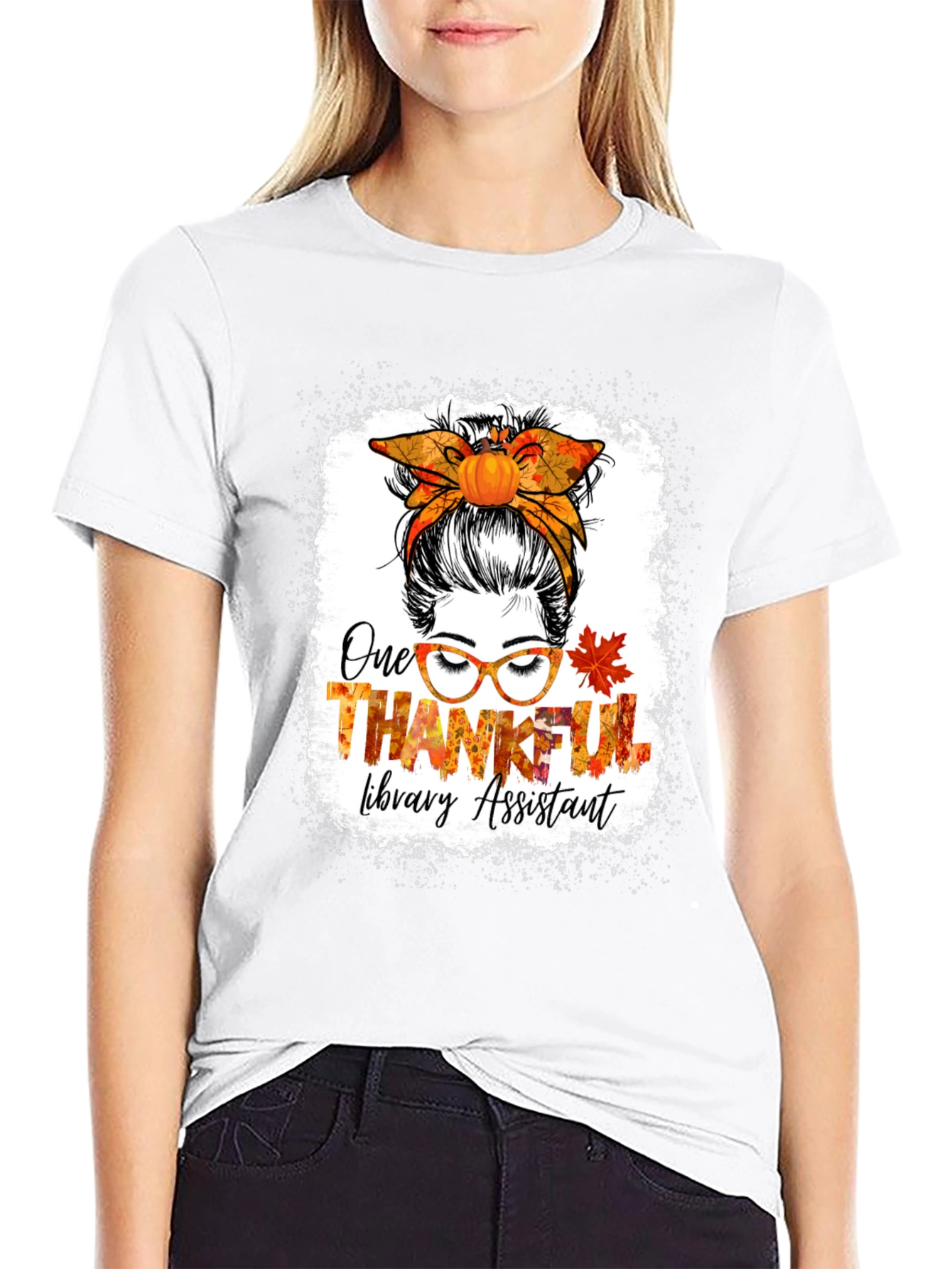 Thankful Library Assistant Thanksgiving T-Shirt
