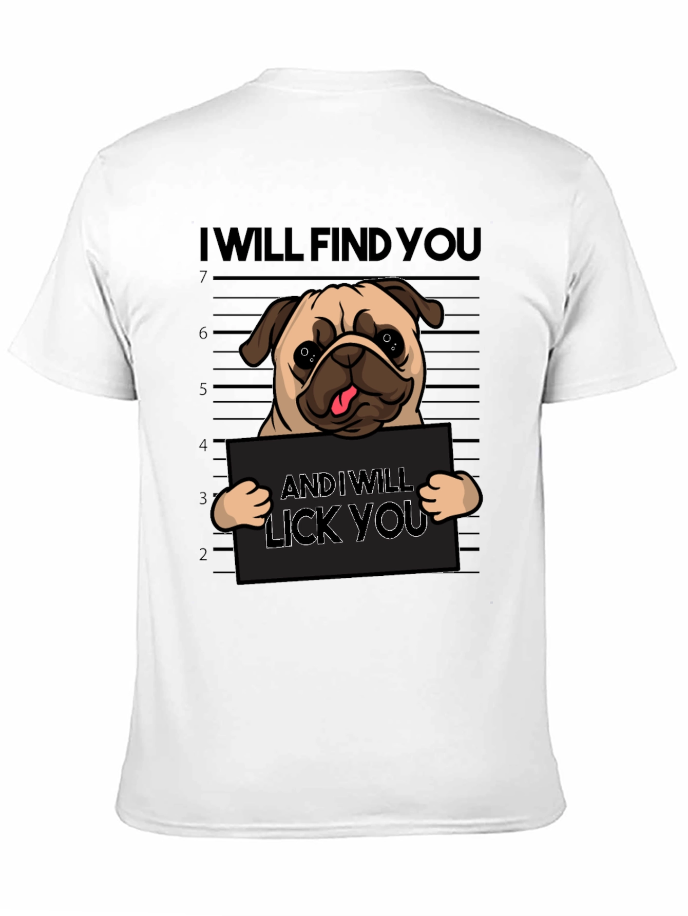 Funny Pug Mugshot Graphic T-Shirt