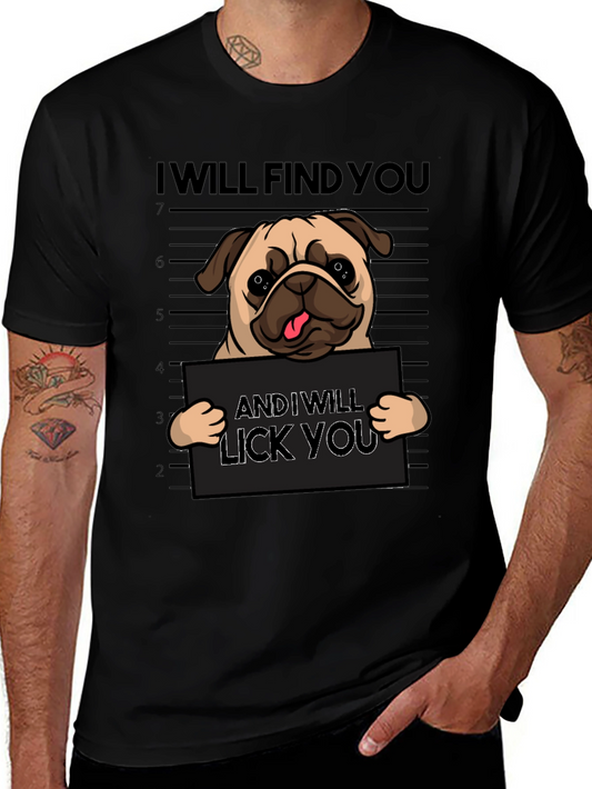 Funny Pug Mugshot Graphic T-Shirt