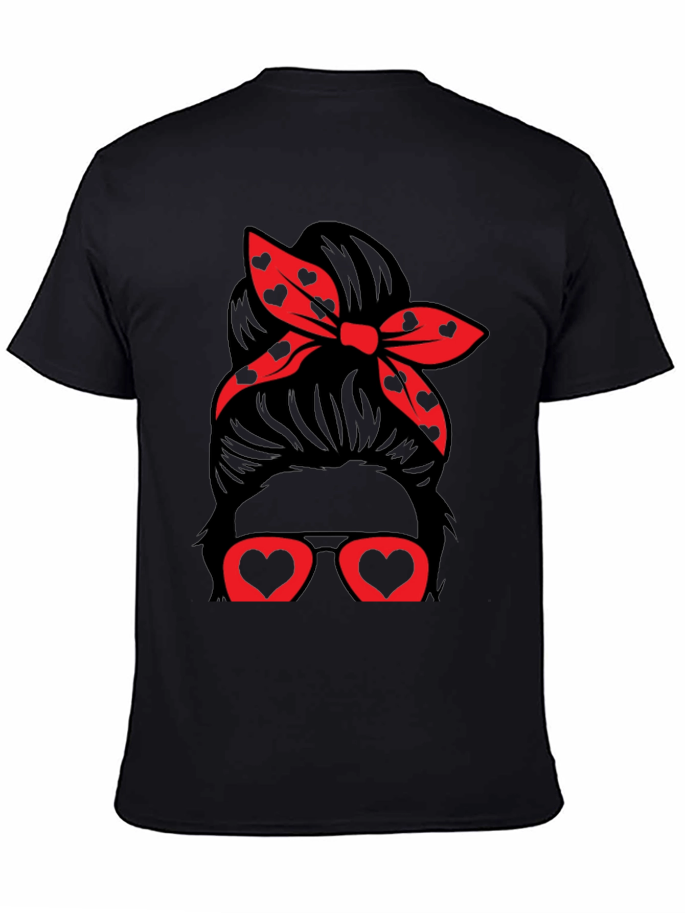 Messy Bun Heart Glasses Valentines Day T-Shirt