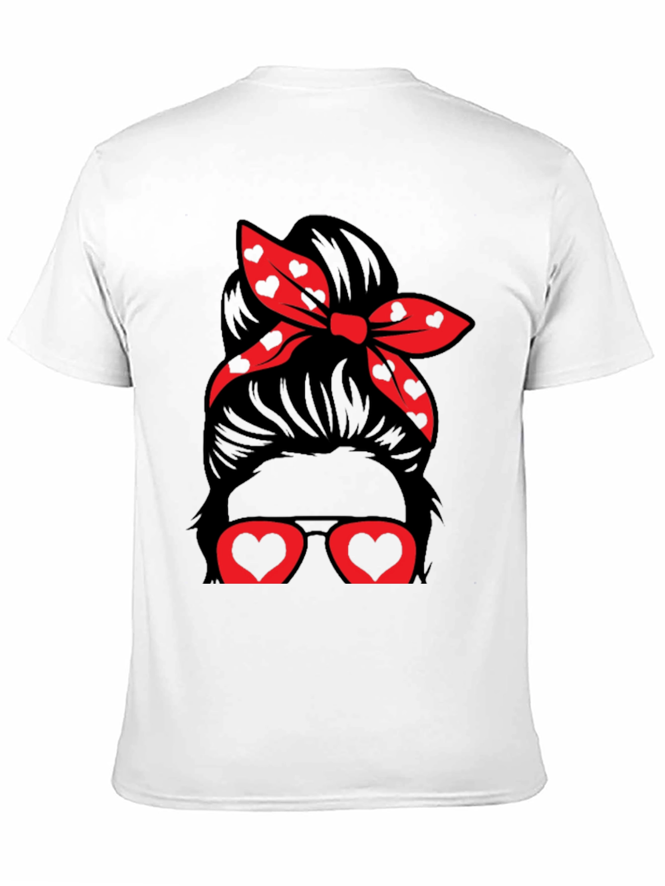 Messy Bun Heart Glasses Valentines Day T-Shirt