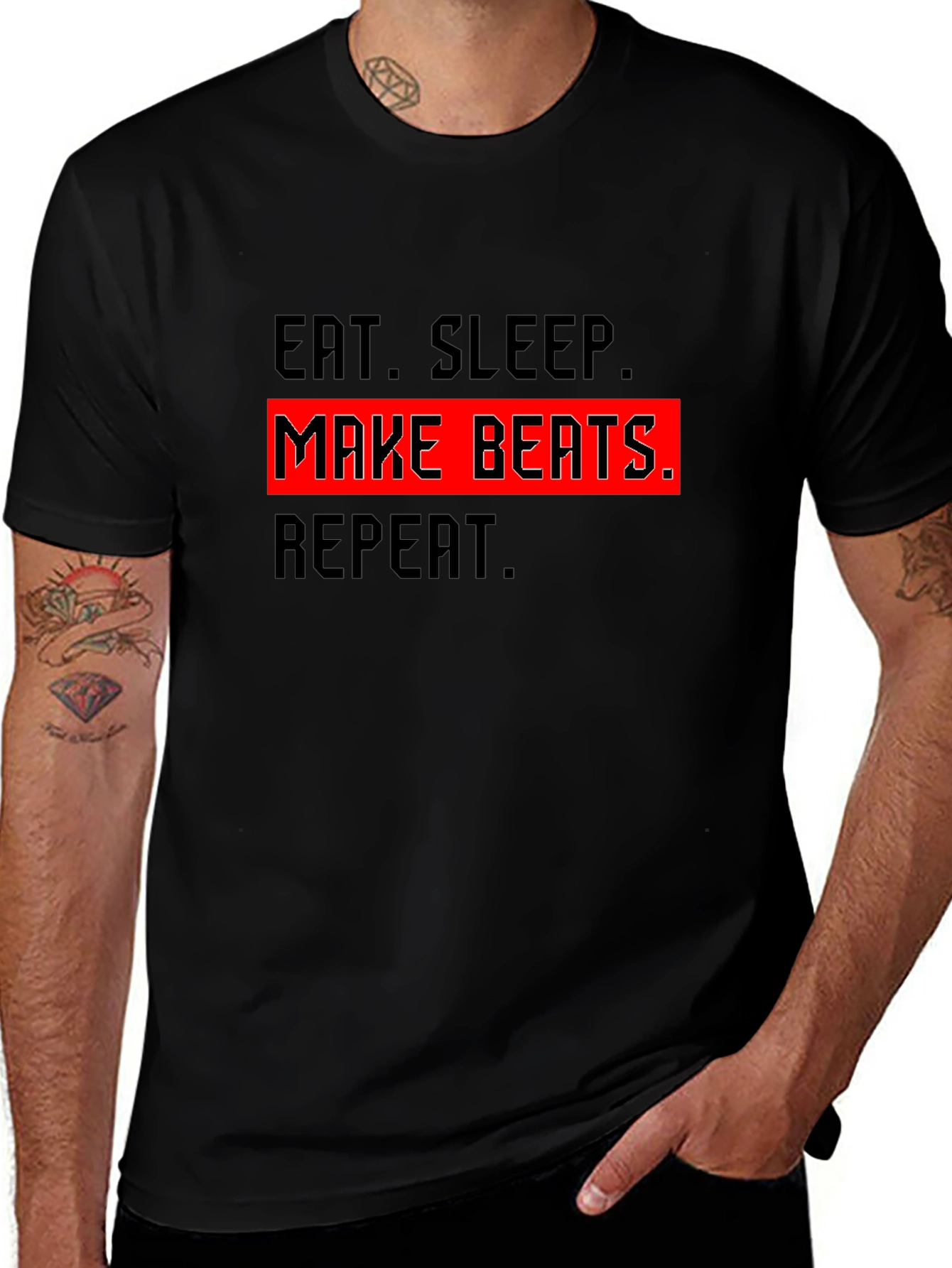 Eat Sleep Make Beats Repeat Black T-Shirt