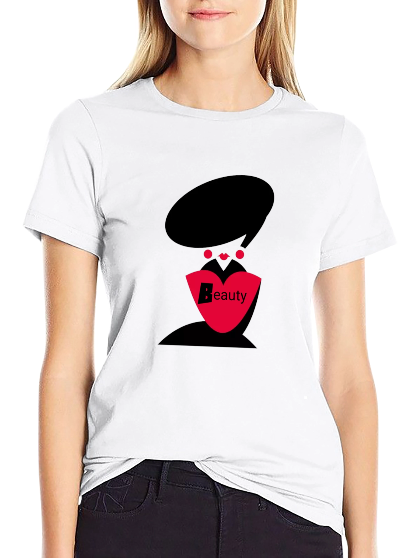 Stylish Black T-Shirt with Beauty Graphic Design