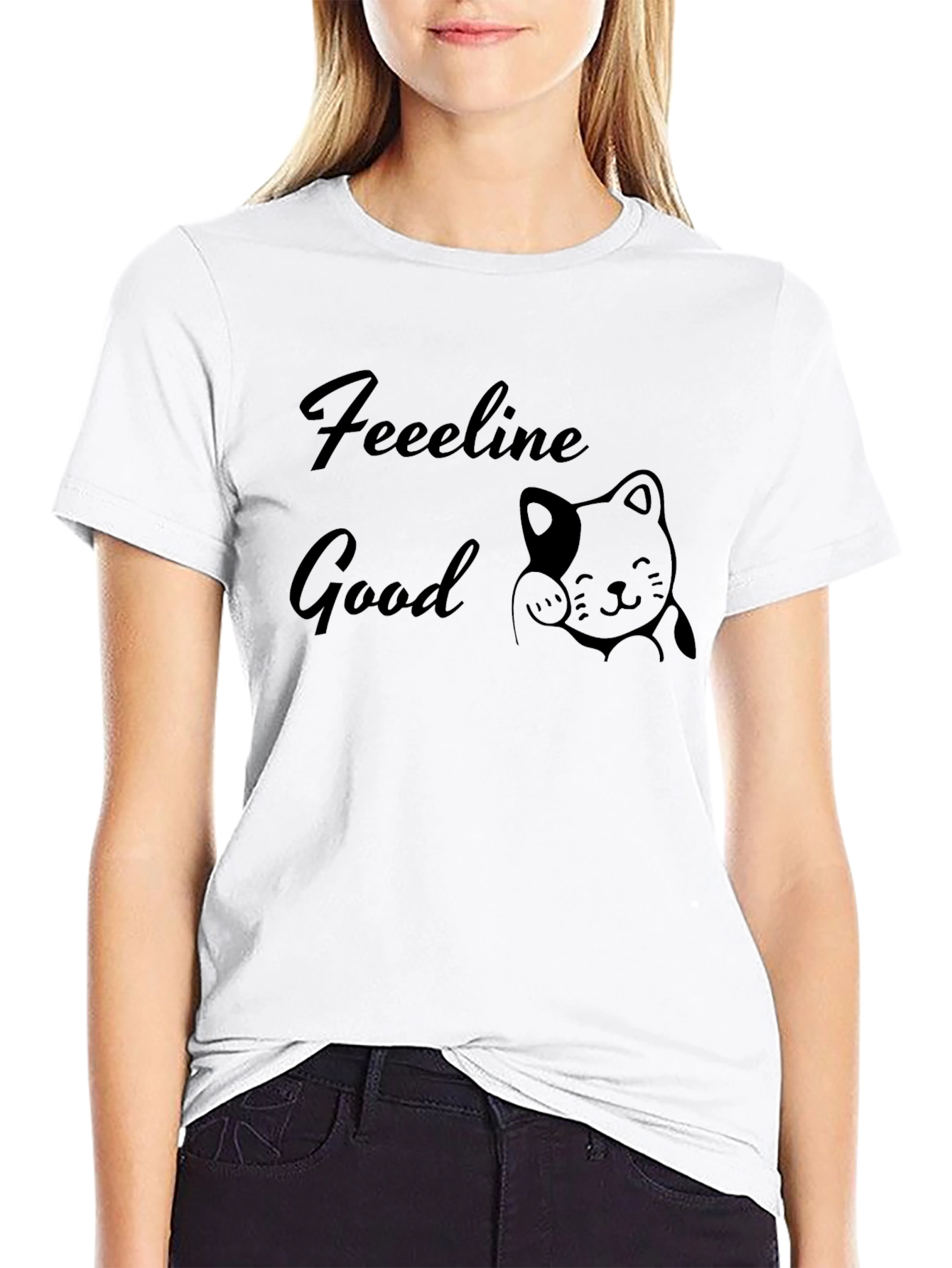 Feeline Good Black T-Shirt - Cat Lover Tee