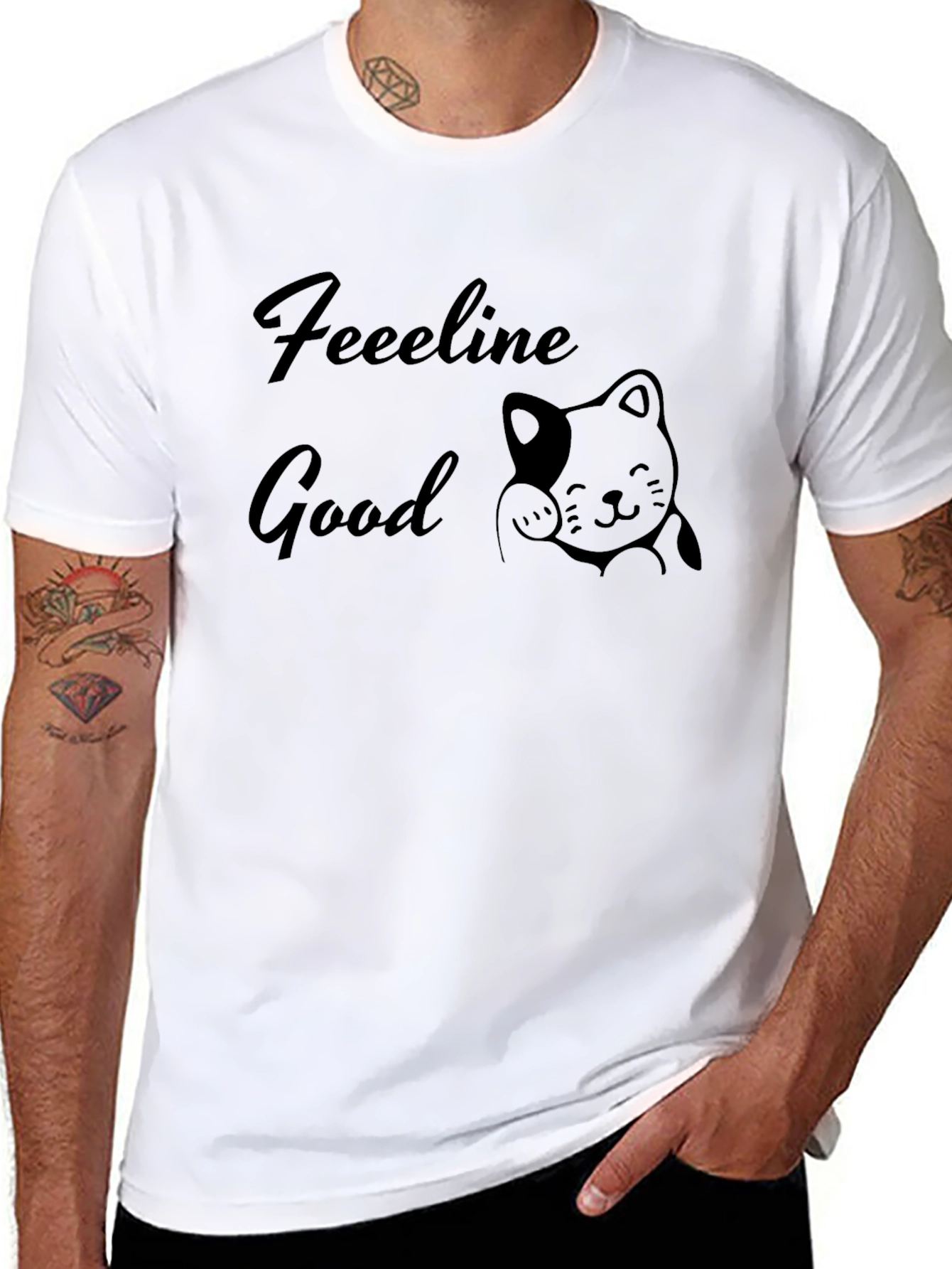 Feeline Good Black T-Shirt - Cat Lover Tee