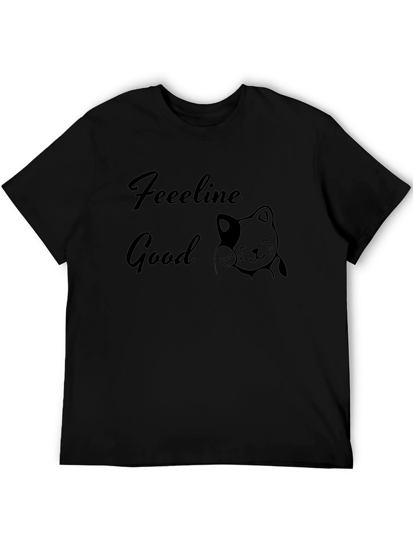 Feeline Good Black T-Shirt - Cat Lover Tee