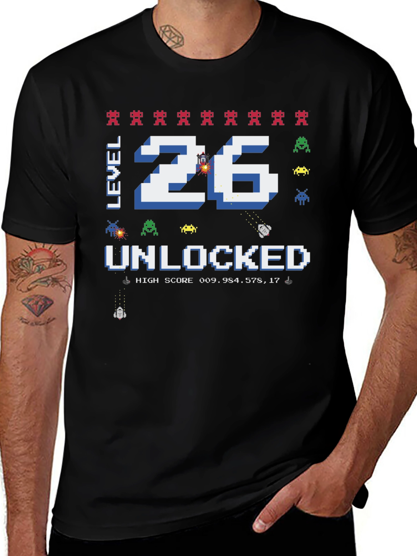 Level 26 Unlocked Gamer T-Shirt - Pixelated Design