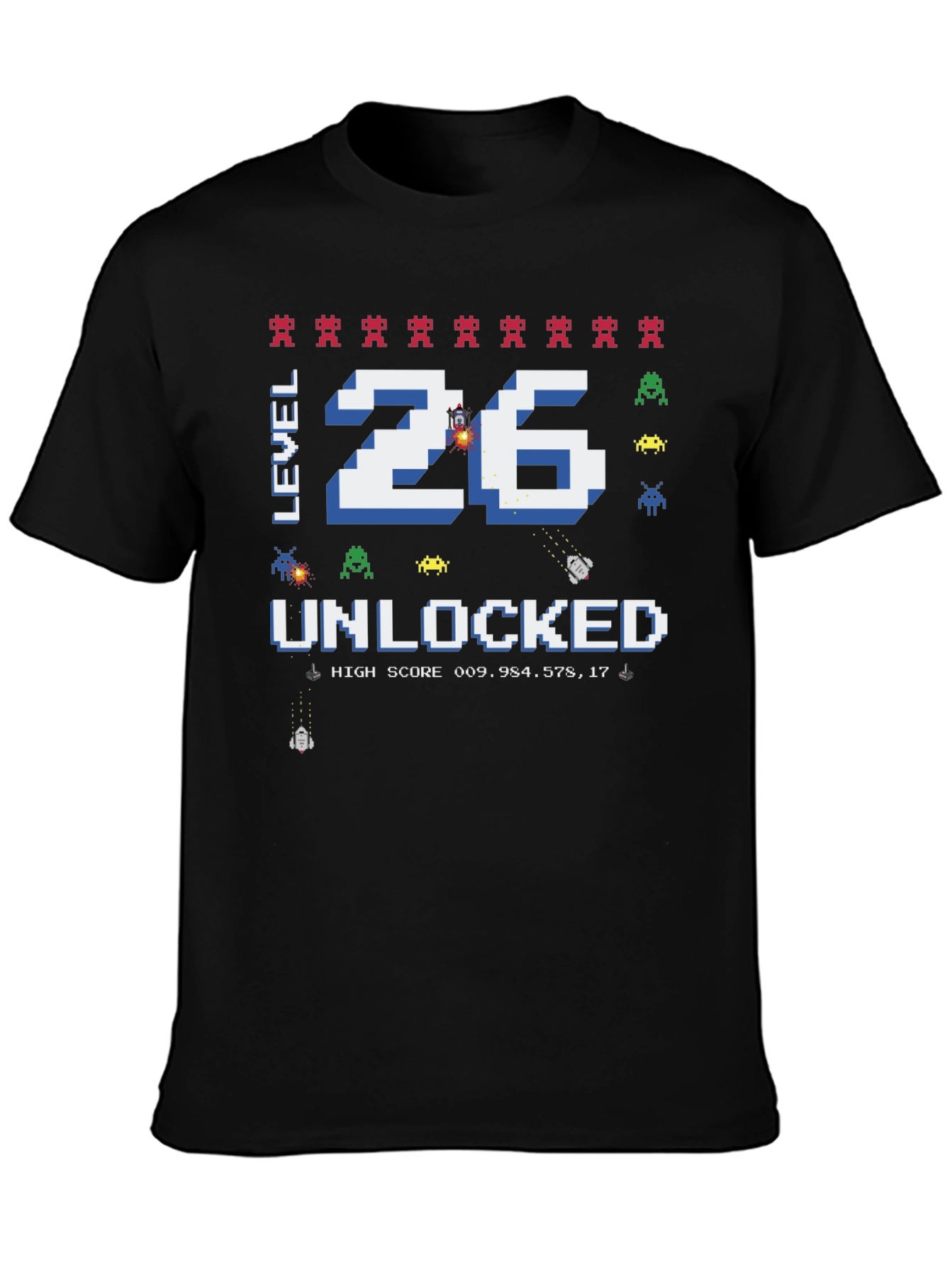 Level 26 Unlocked Gamer T-Shirt - Pixelated Design